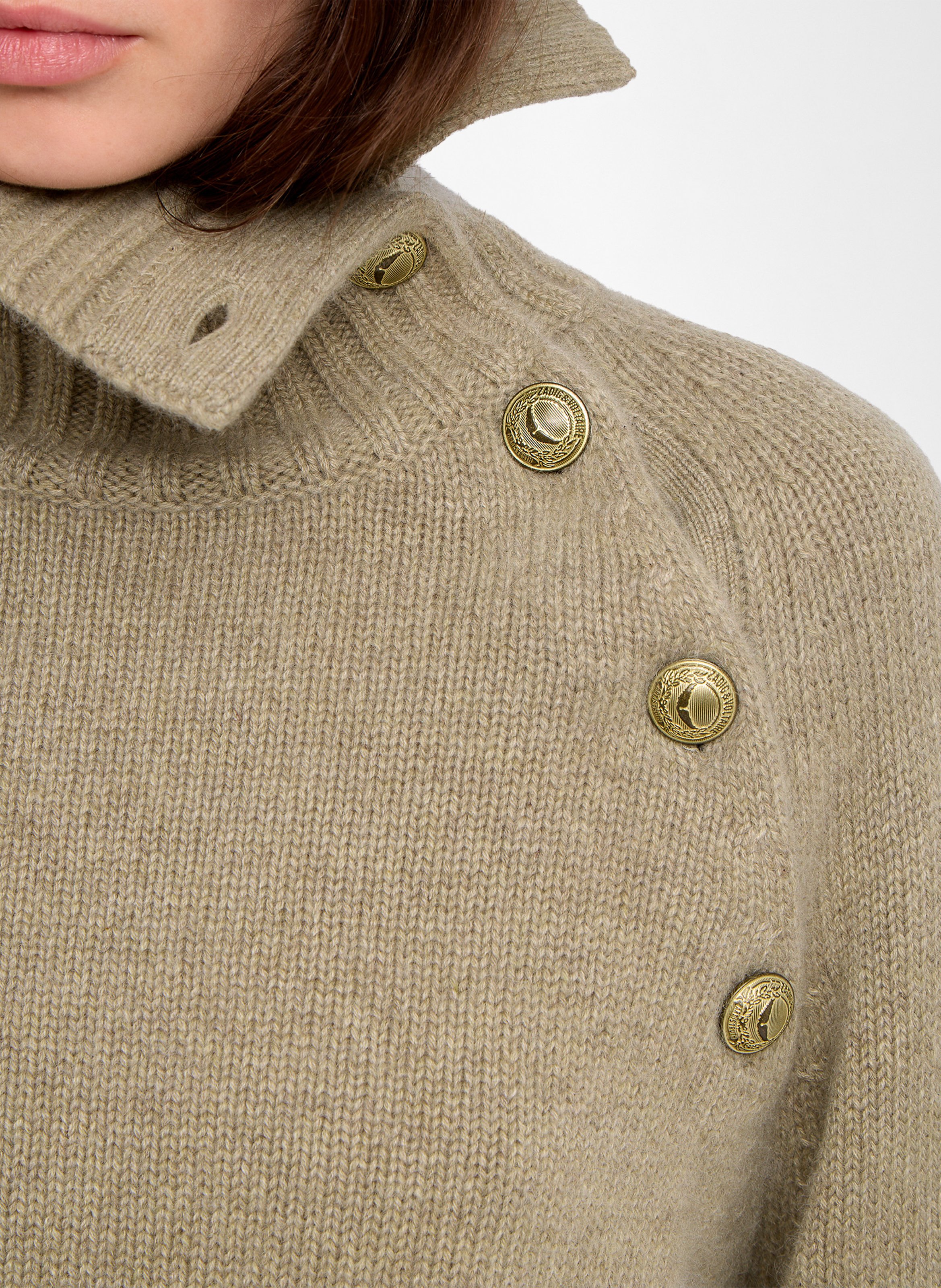 Pull col montant an cachemire ZADIG&VOLTAIRE Vert