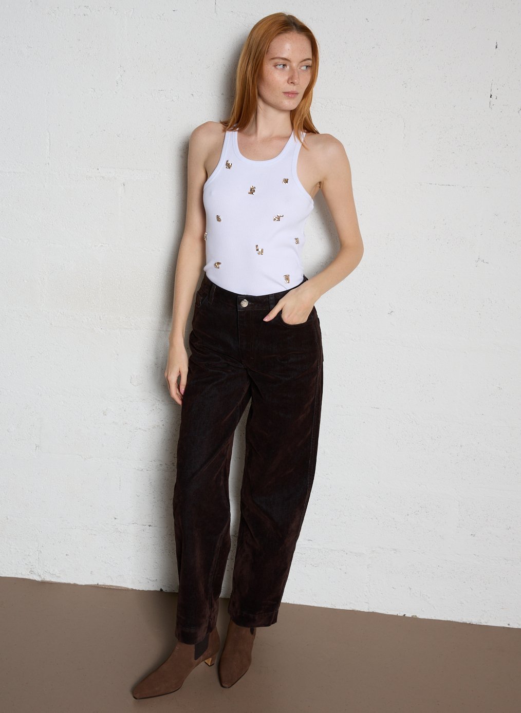 Débardeur col rond en coton mélangé LIU JO Blanc