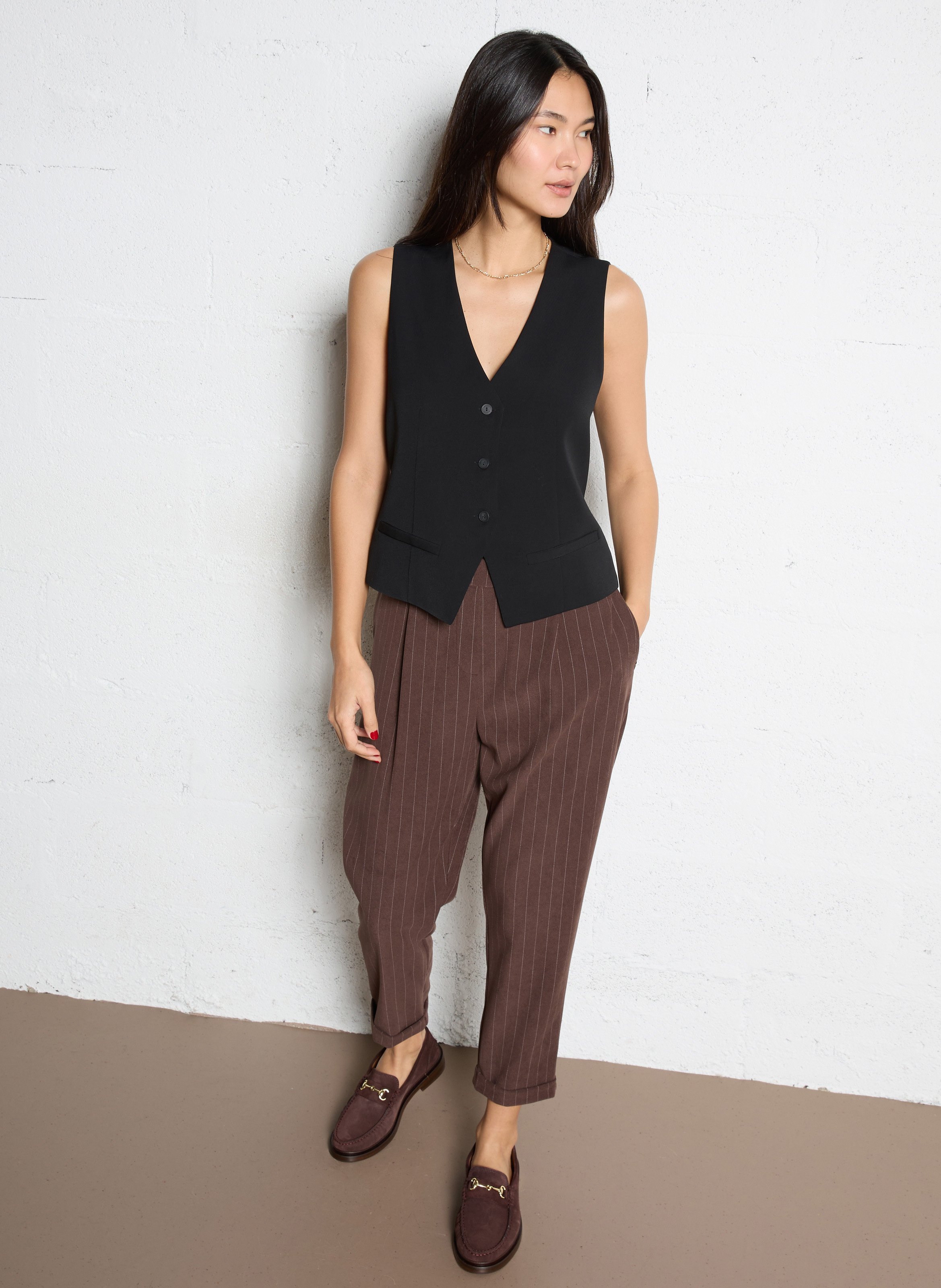 Pantaloln droit en velours PLEASE Marron