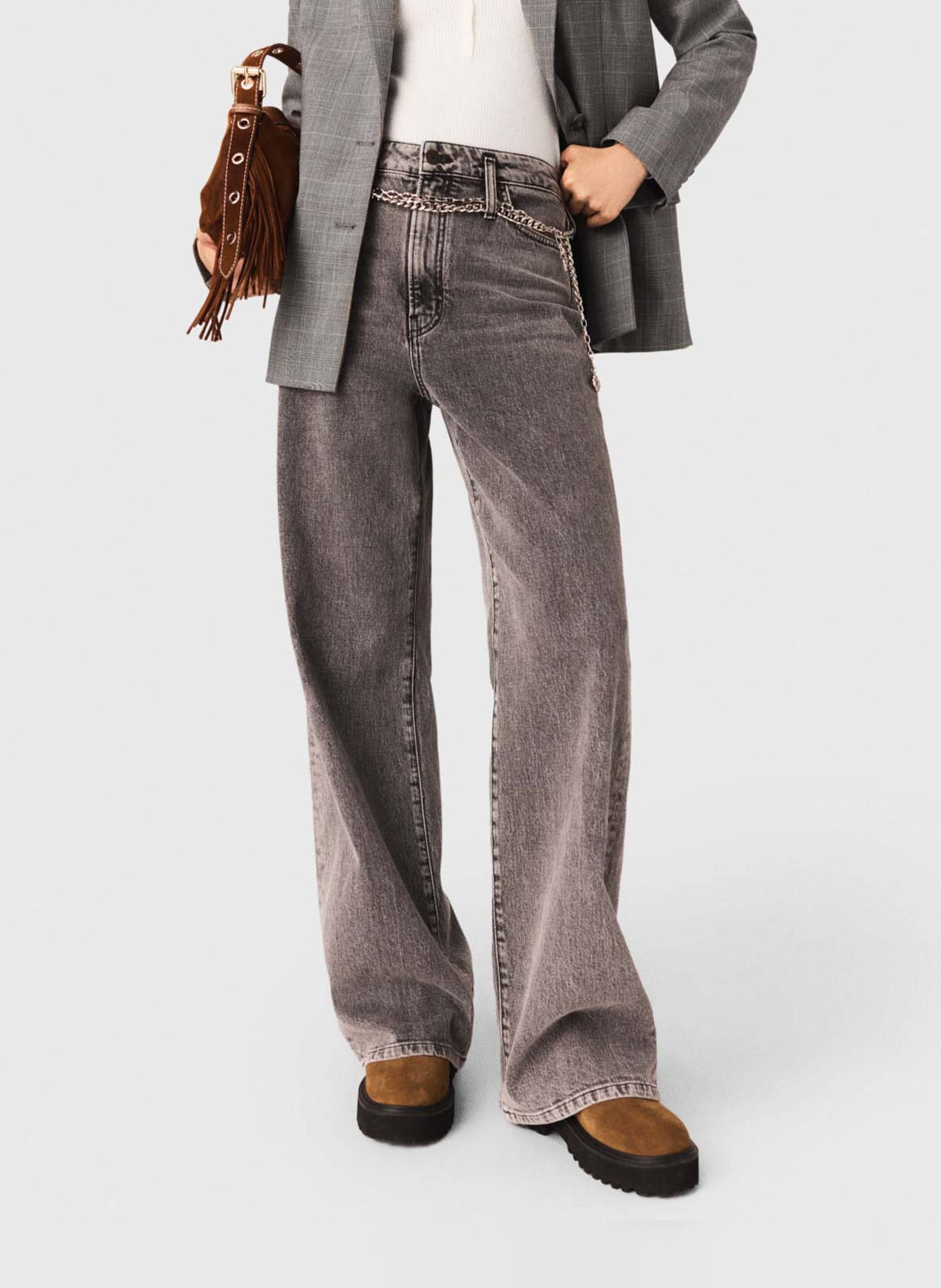 Rechte jeans met verwassen look - katoenblend MAJE Grijs