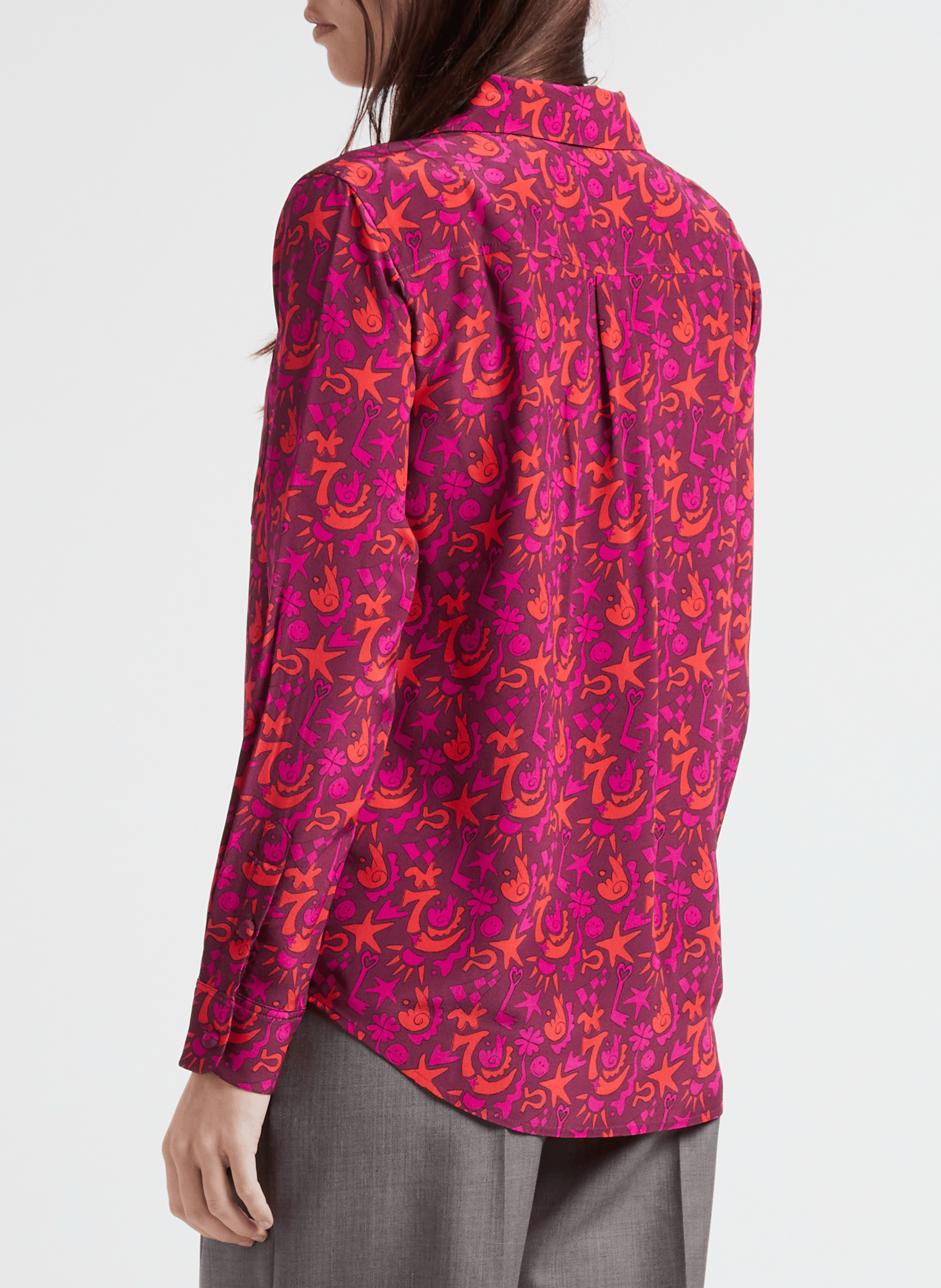Blouse met klassieke kraag en print SOI PARIS Roze