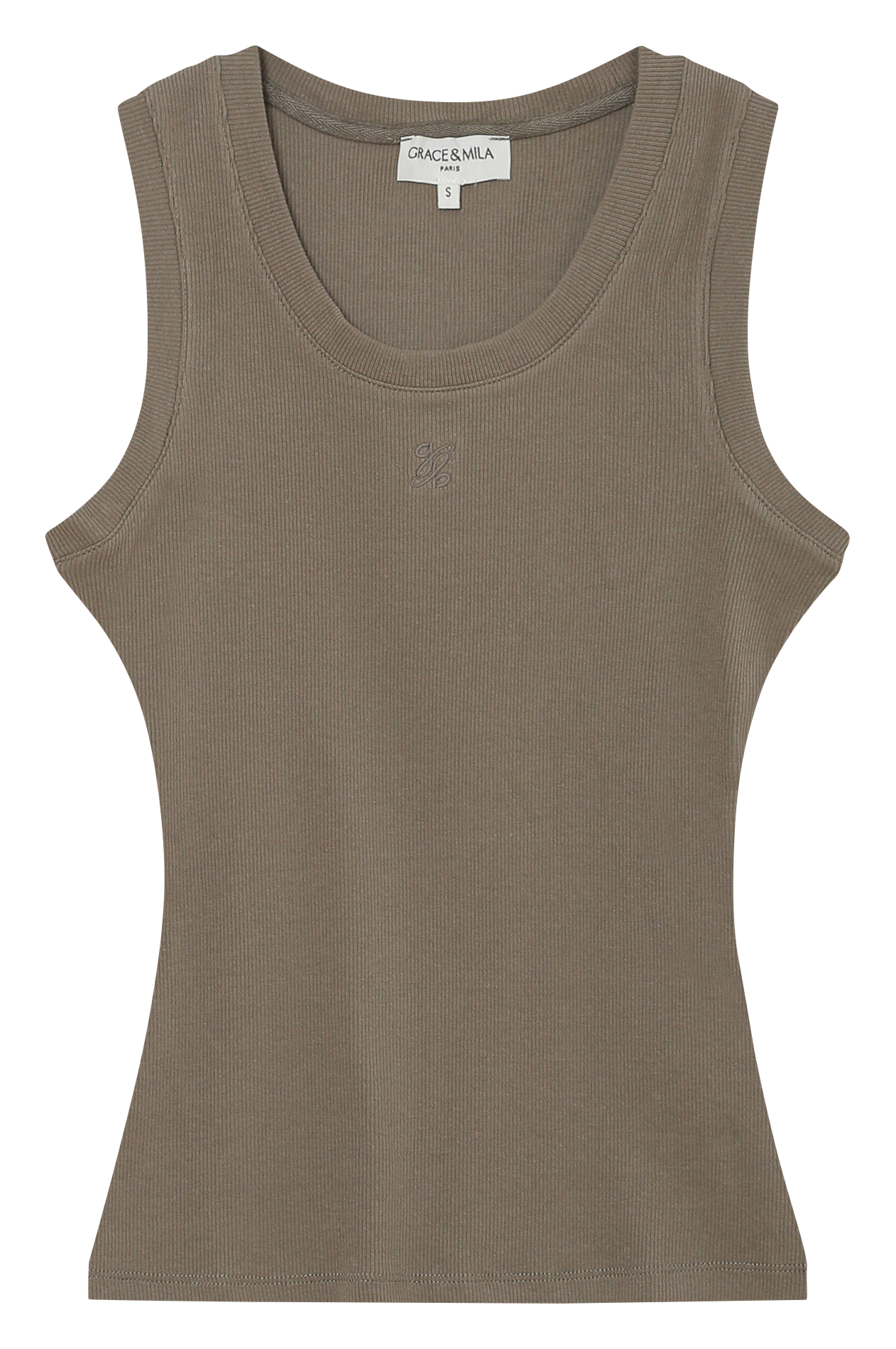 Cotton-blend tank top with round neck GRACE ET MILA Green