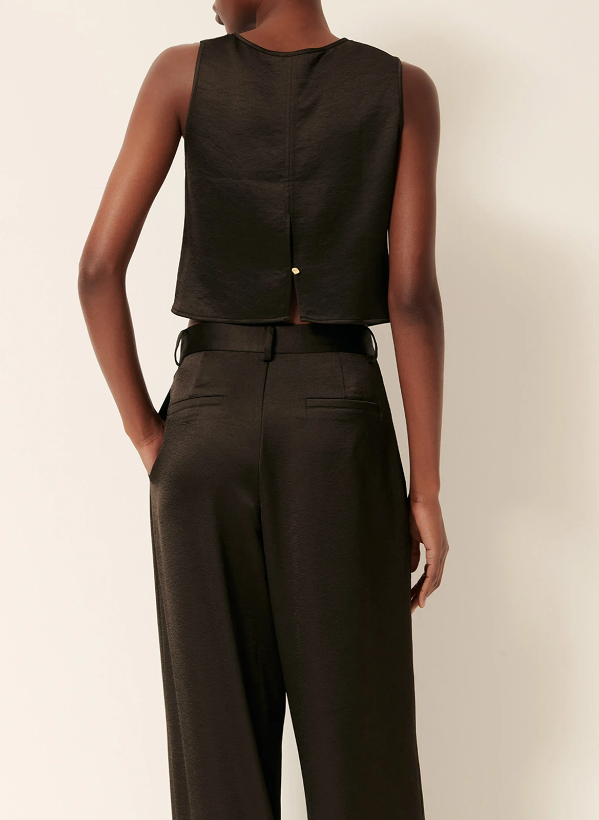 Pantalon fluide large satiné SESSUN Marron