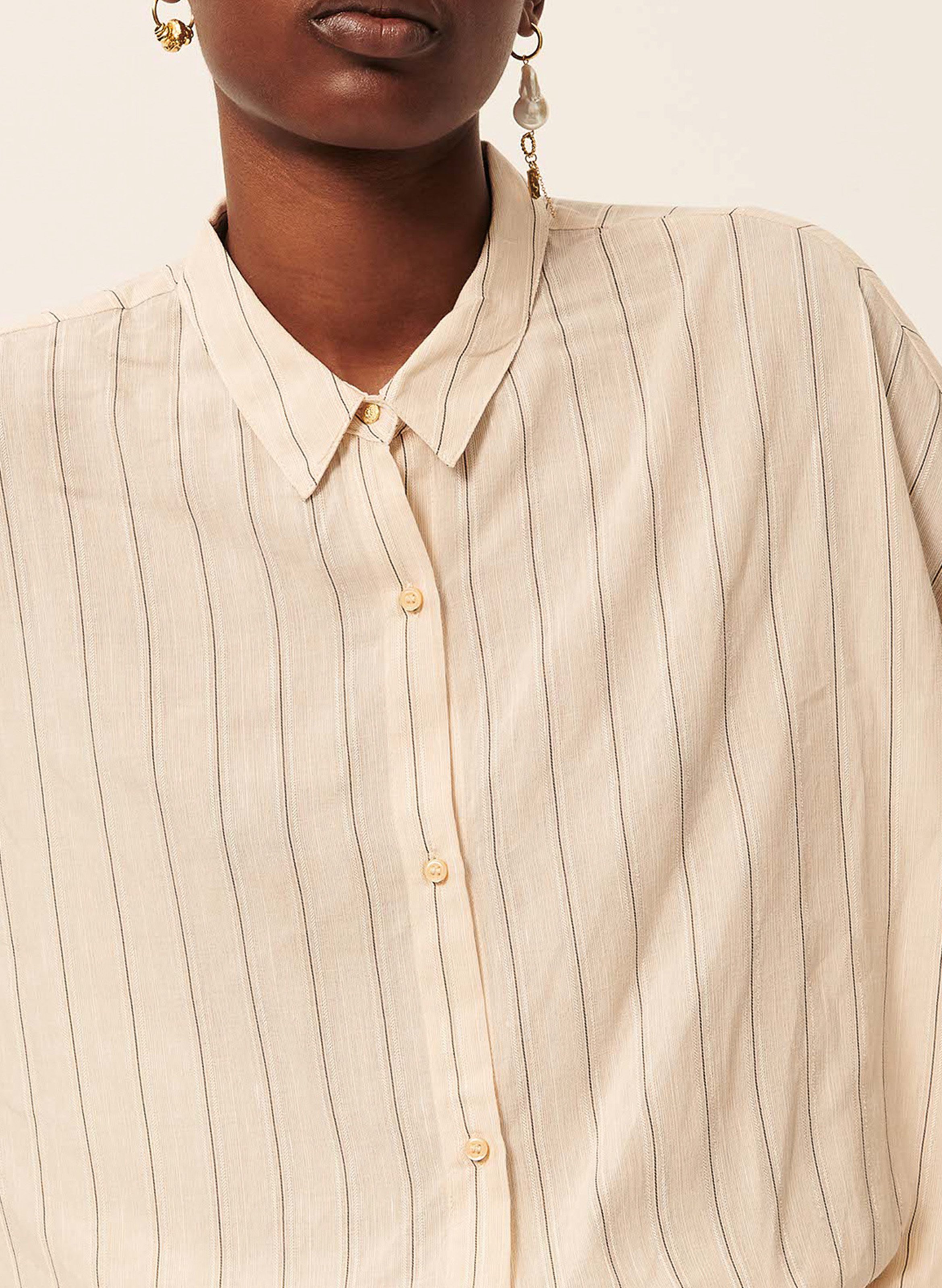 Chemise ample col classique Beige