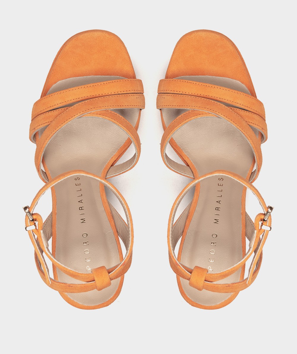 Orange suede high heels sandals PEDRO MIRALLES Orange