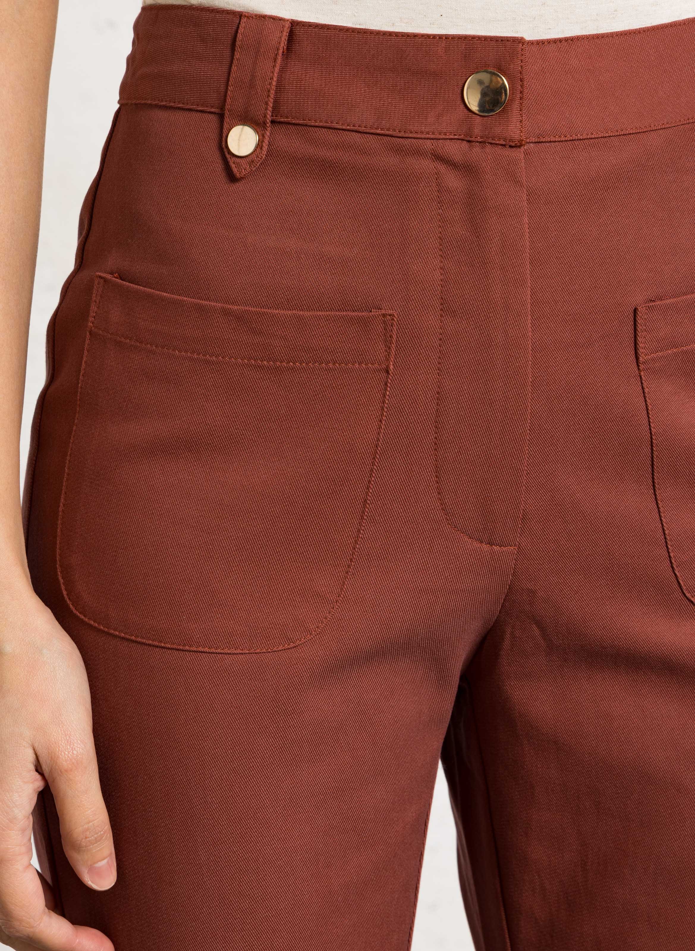 Broek met wijd uitlopende pijpen | katoenblend LA PETITE ETOILE Bruin