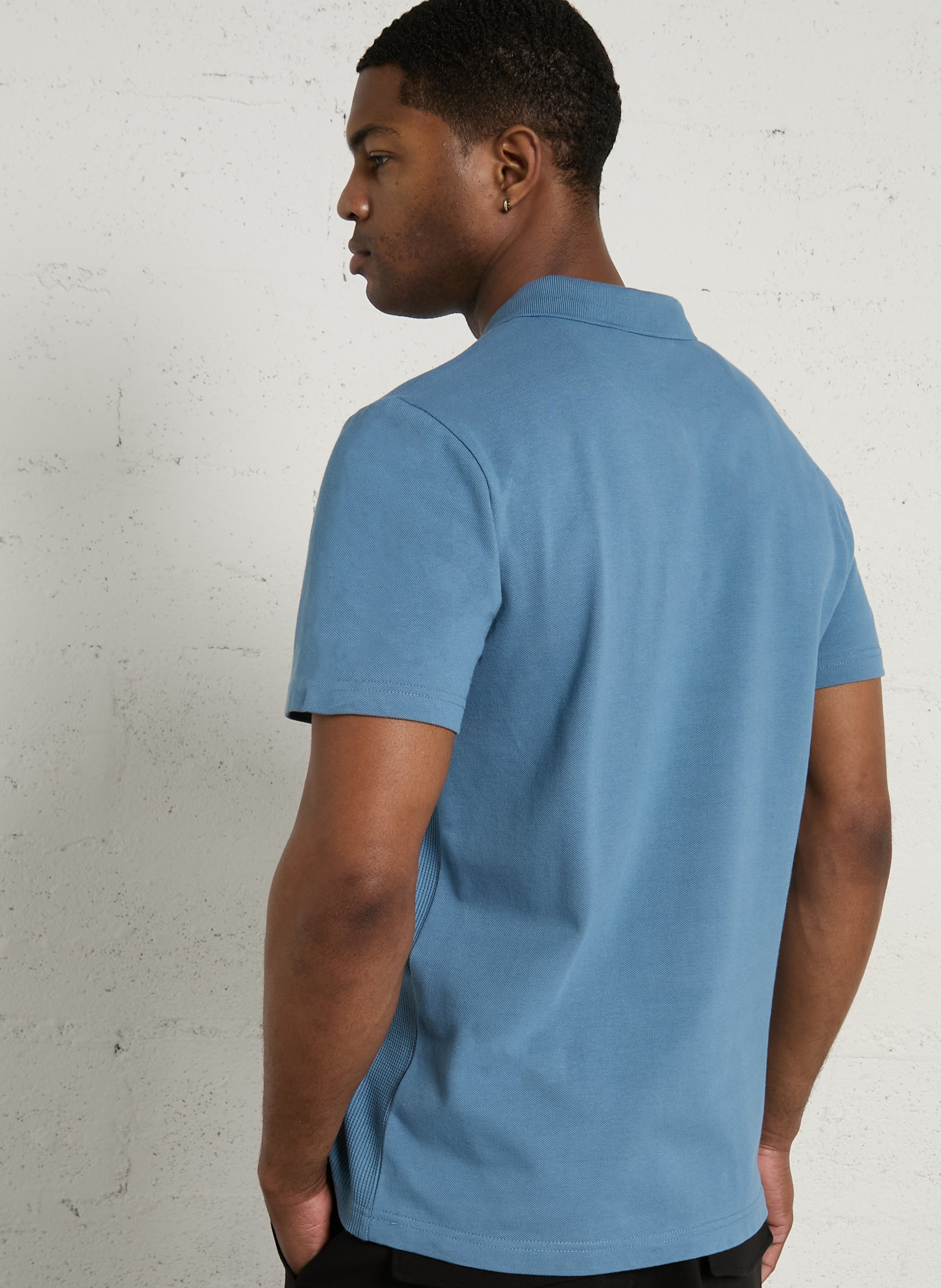 Polo droit stretch en coton biologique  FARAH Bleu