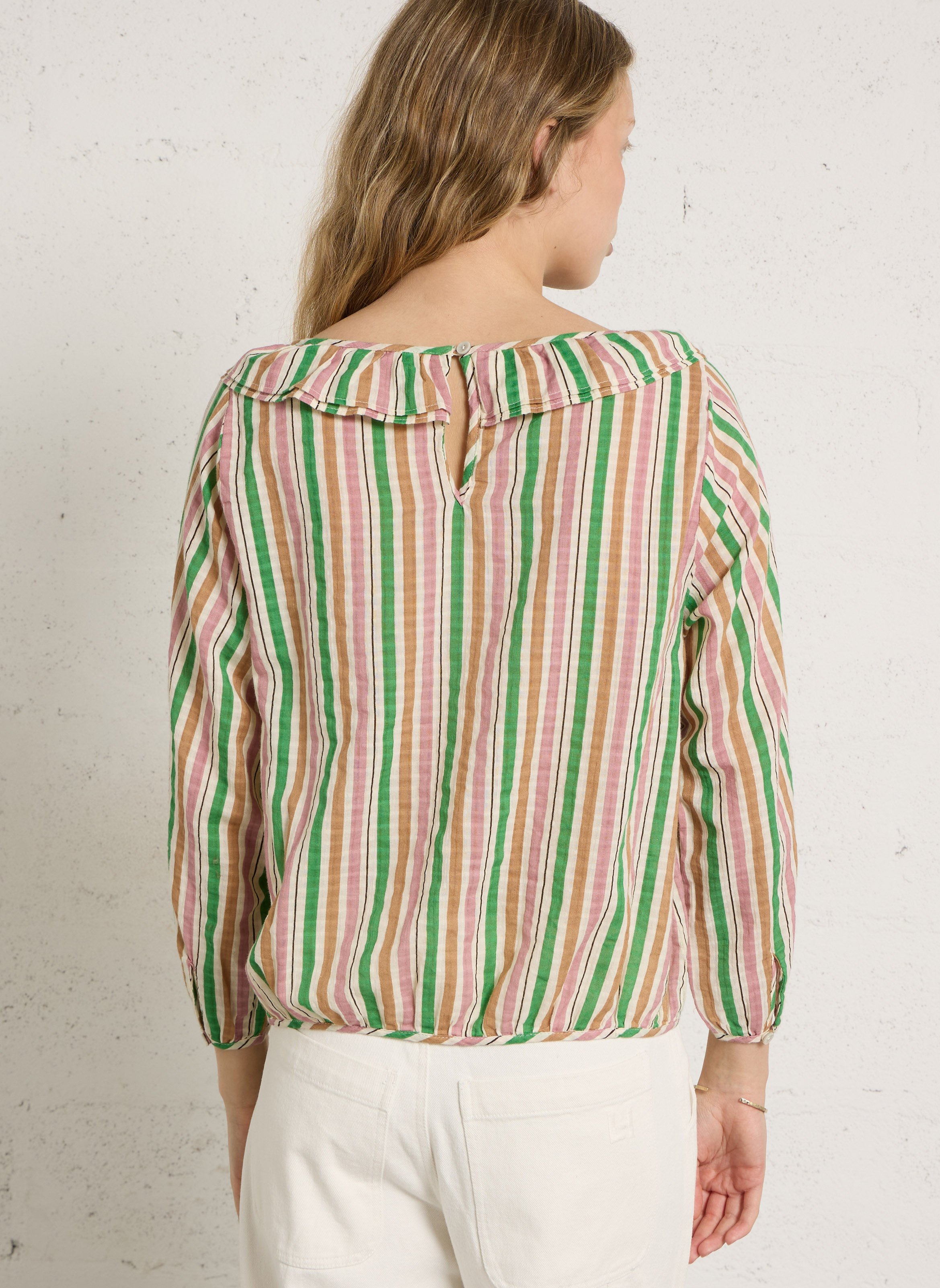 Weite Bluse mit Rüschen, gestreift LEON & HARPER Mehrfarbig