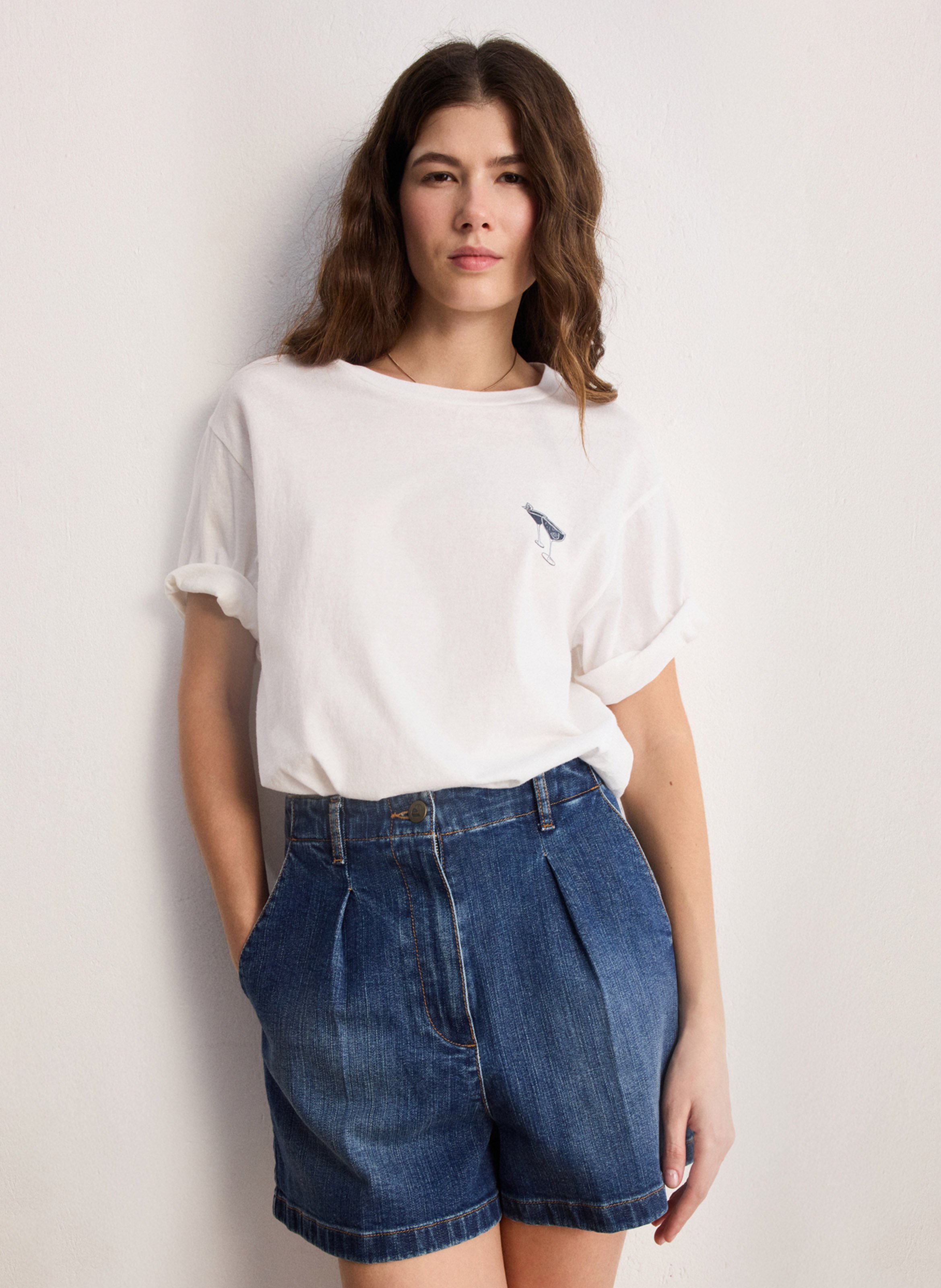 Einfarbiges Langarm-Top mit Rundhalsausschnitt PABLO