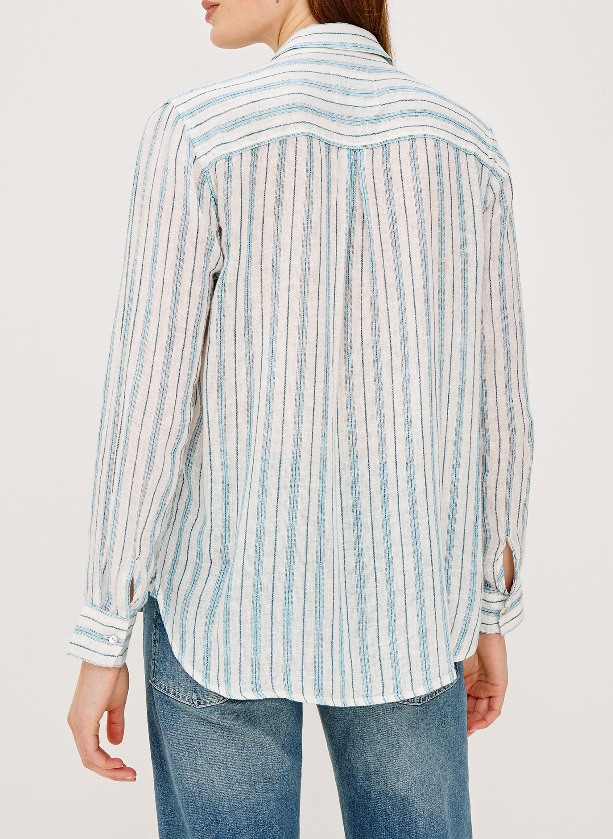 Striped linen blend shirt Multicolored