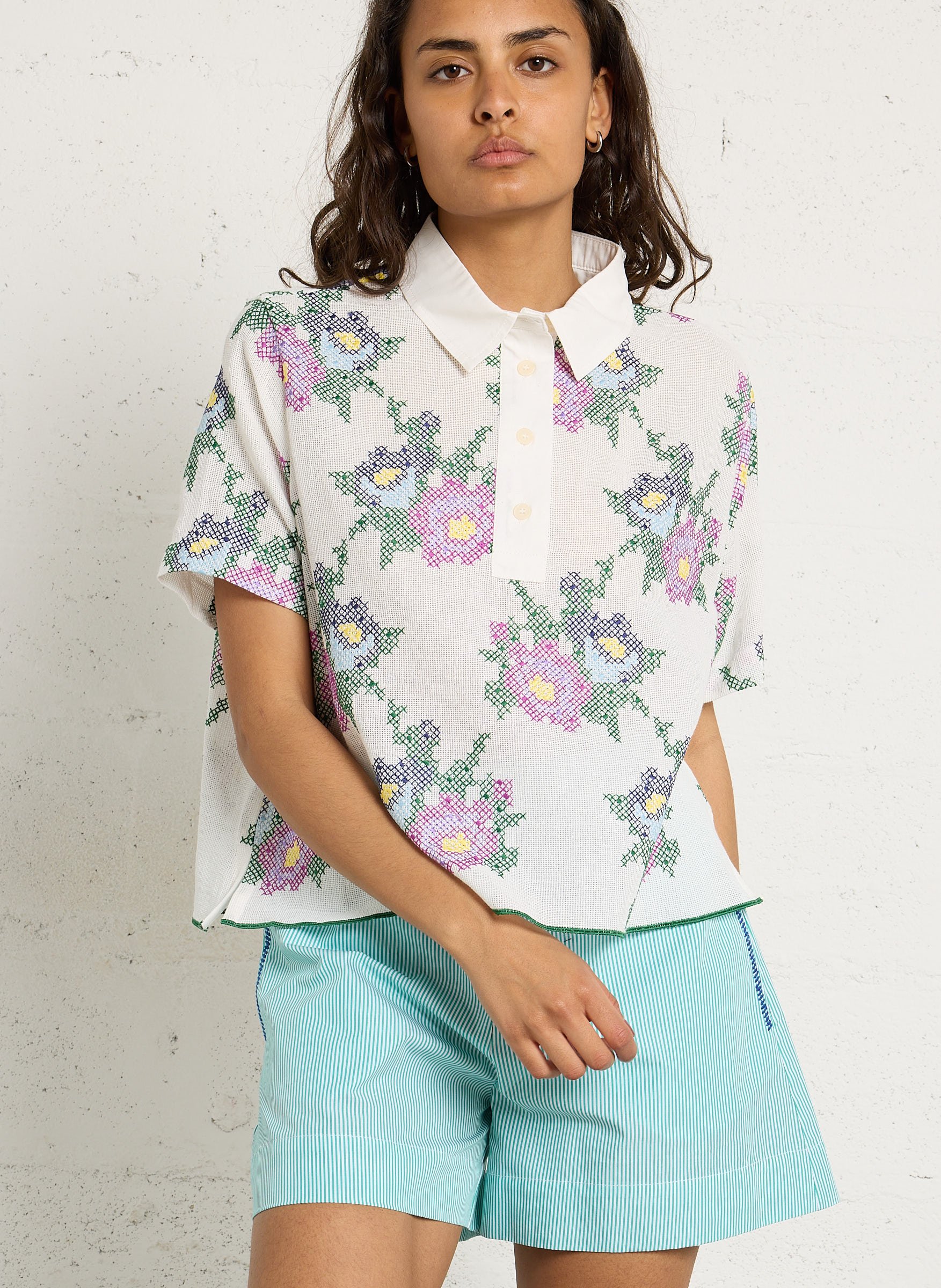 Polo manches courtes à motifs brodés SACRECOEUR Multicolore