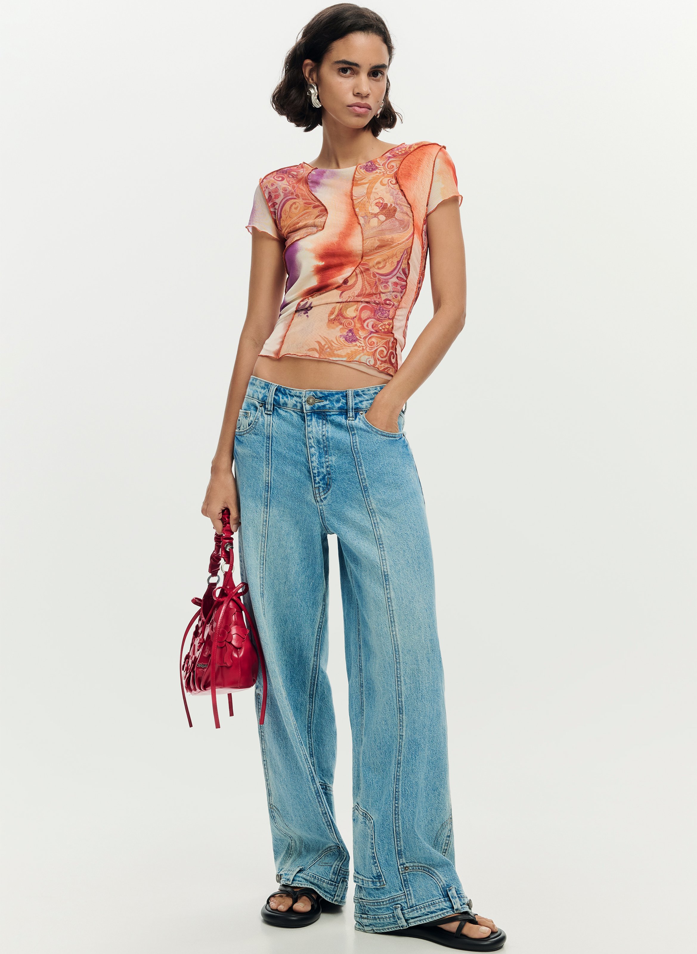 Sac à appliques florales DESIGUAL Rouge