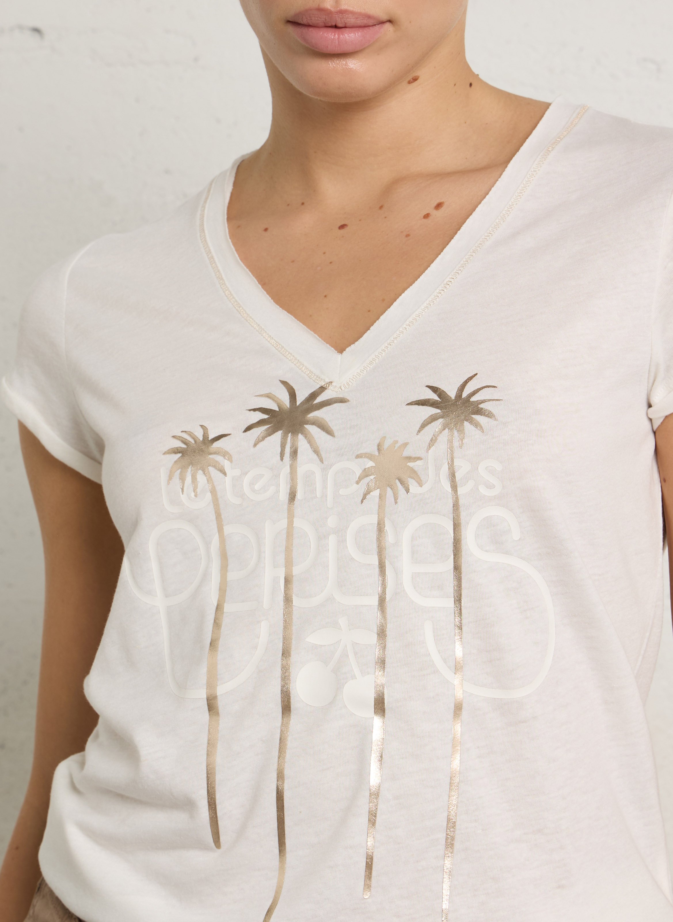 Straight V-neck T-shirt LE TEMPS DES CERISES Blue