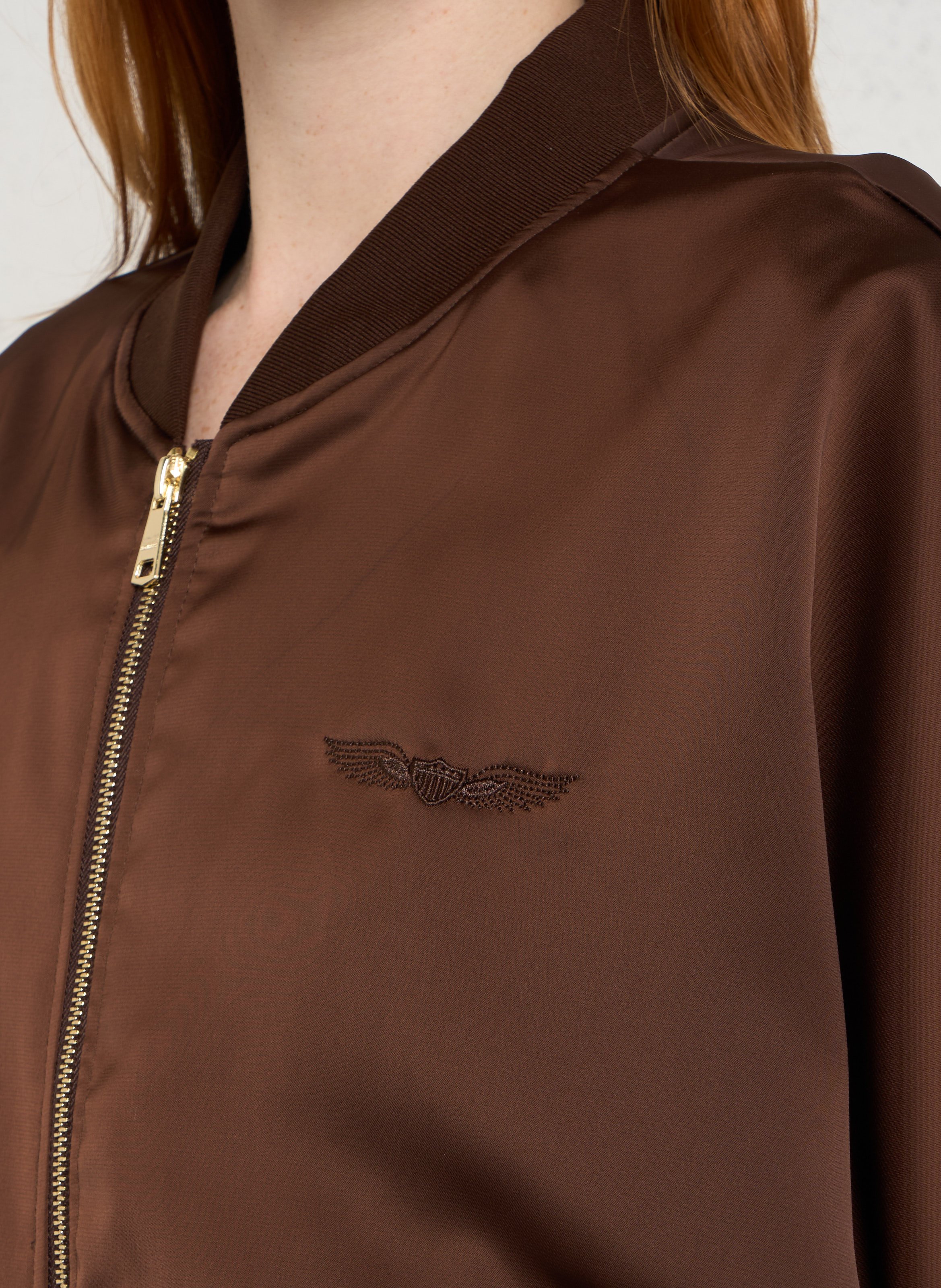 Korte mouw jas met rits effen BOMBERS ORIGINAL Bruin