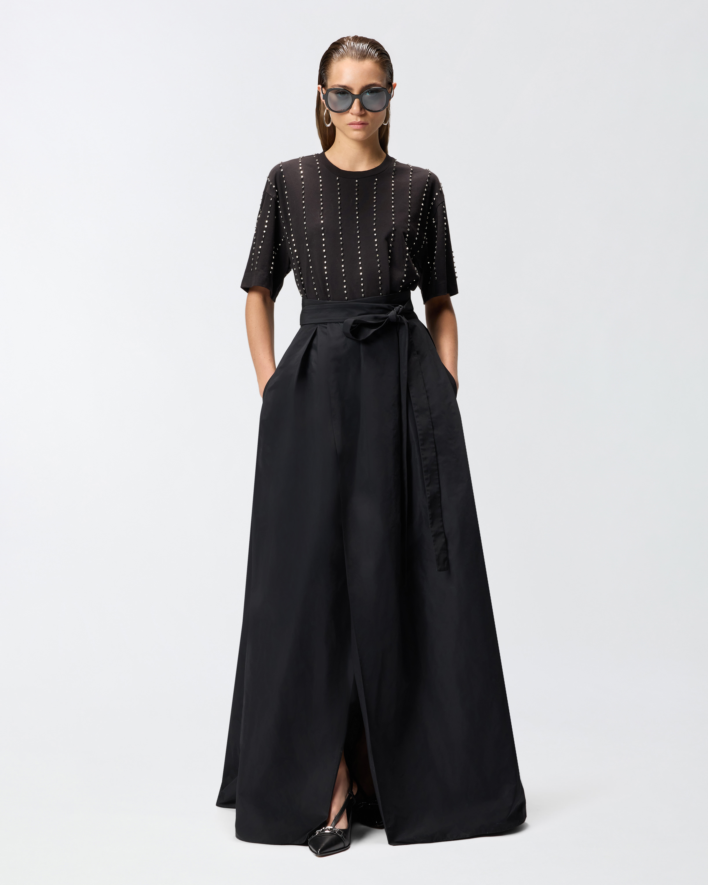 T-shirt à rayures bijoux PINKO Noir