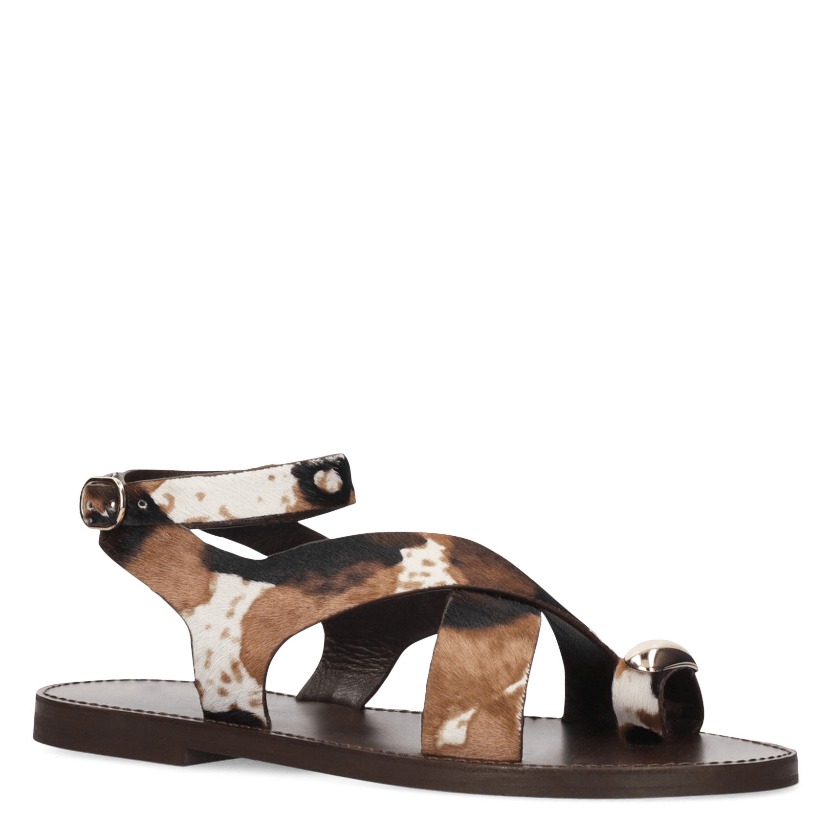 Sandales plates en cuir pony BIBI LOU Multicolore