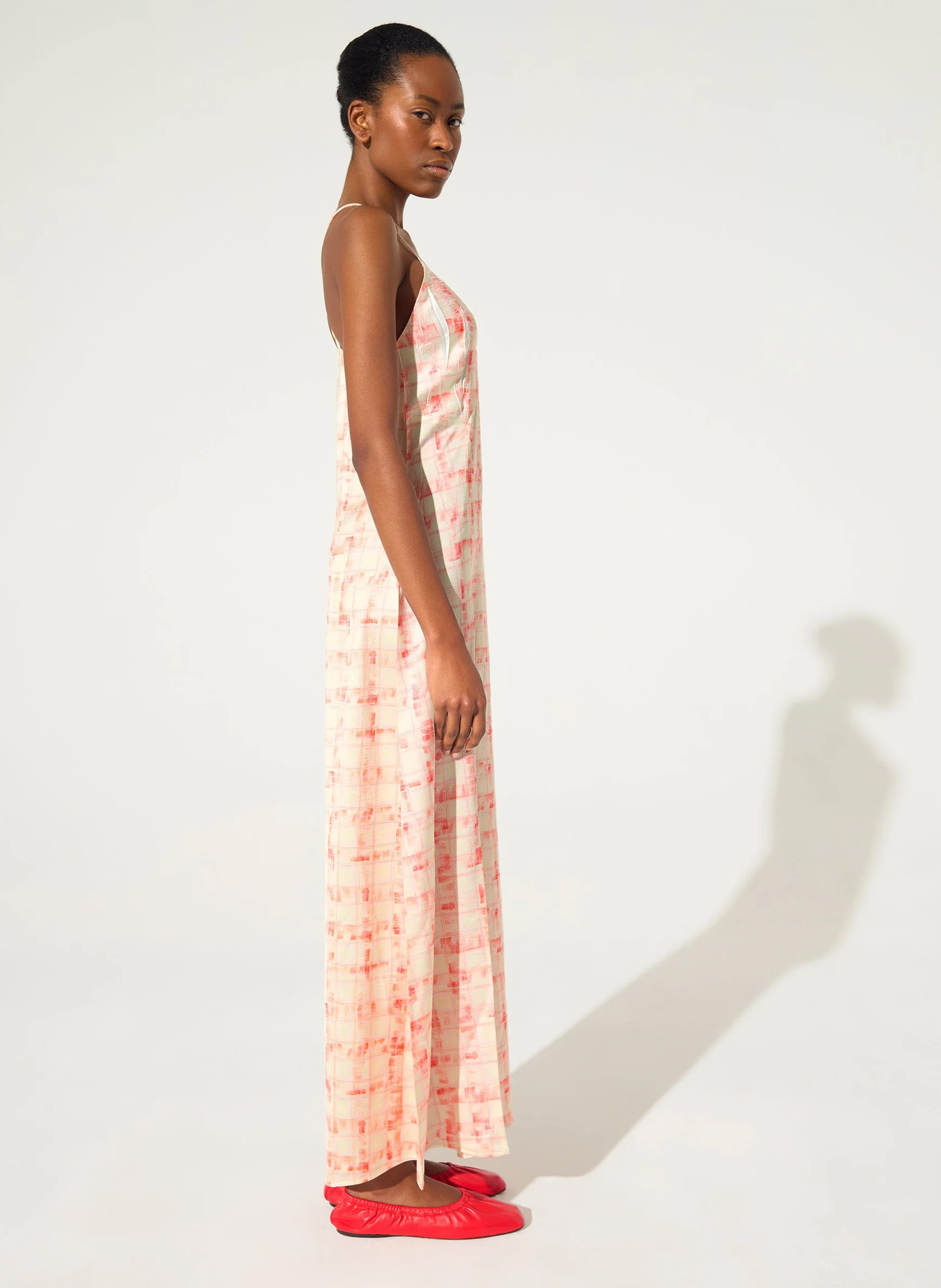 Robe longue évasée imprimée COTELAC ACOTE Orange