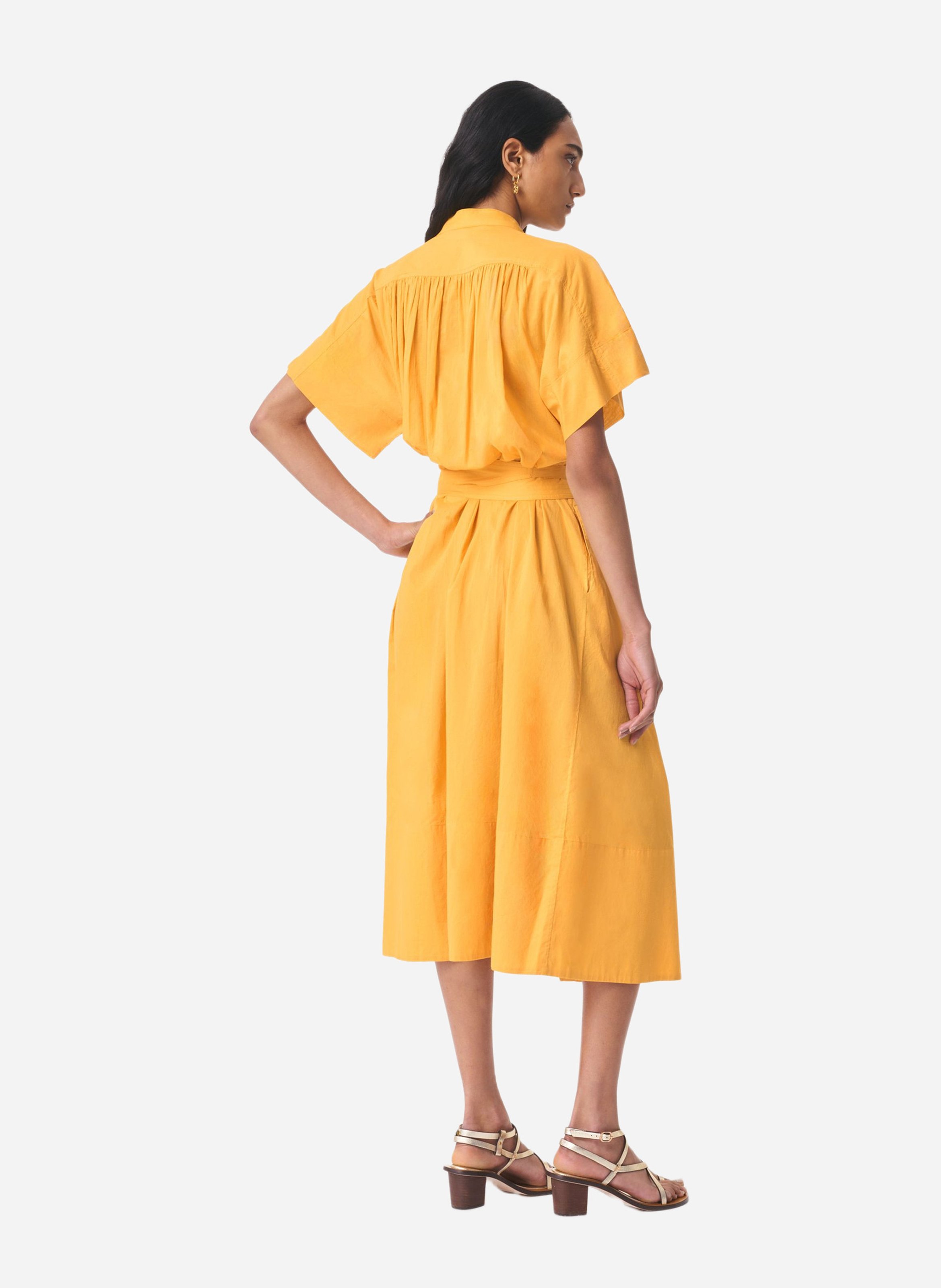 Round-neck cotton midi dress VANESSA BRUNO Yellow