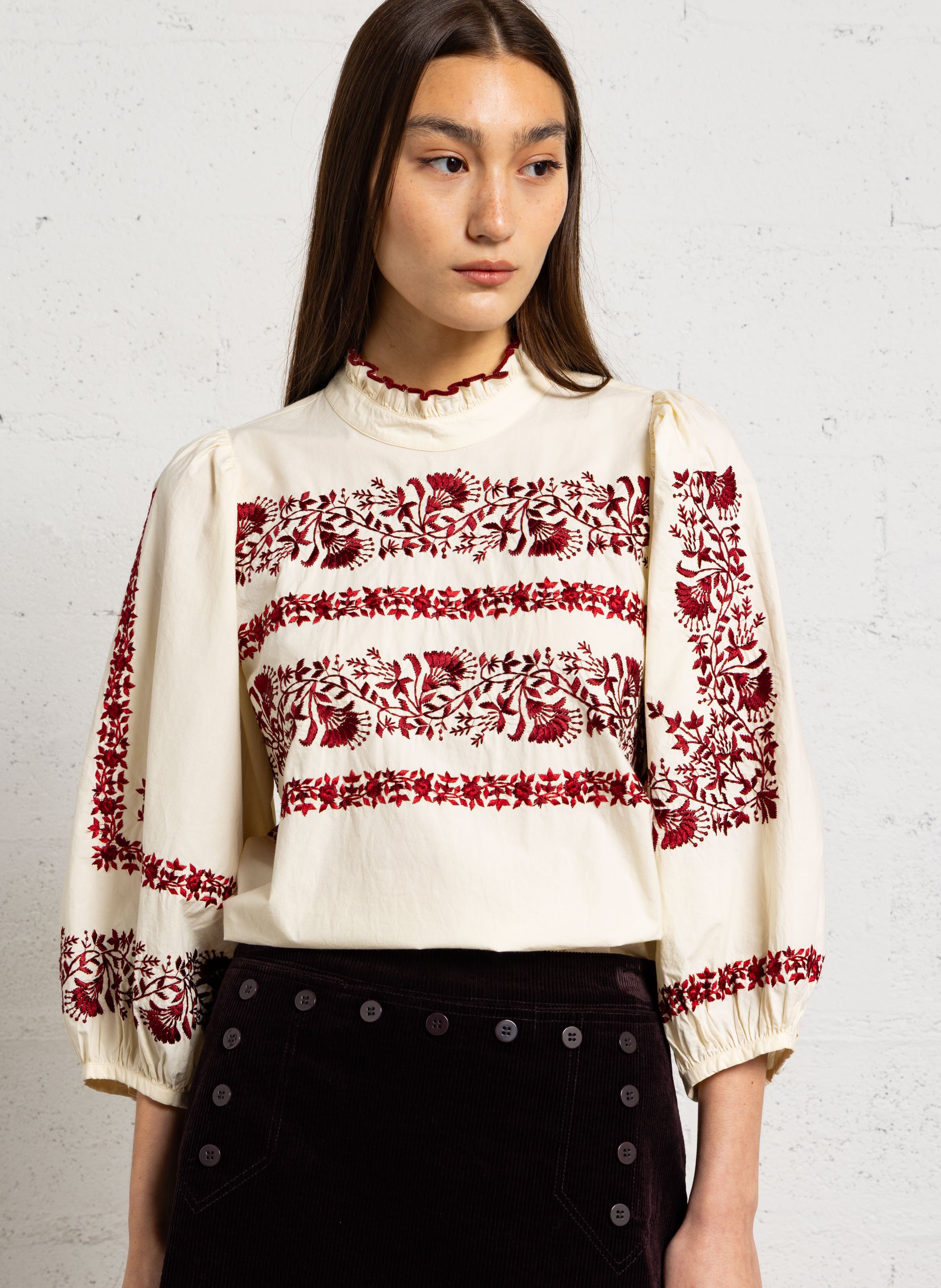 Loose-fit cotton top ANTIK BATIK White