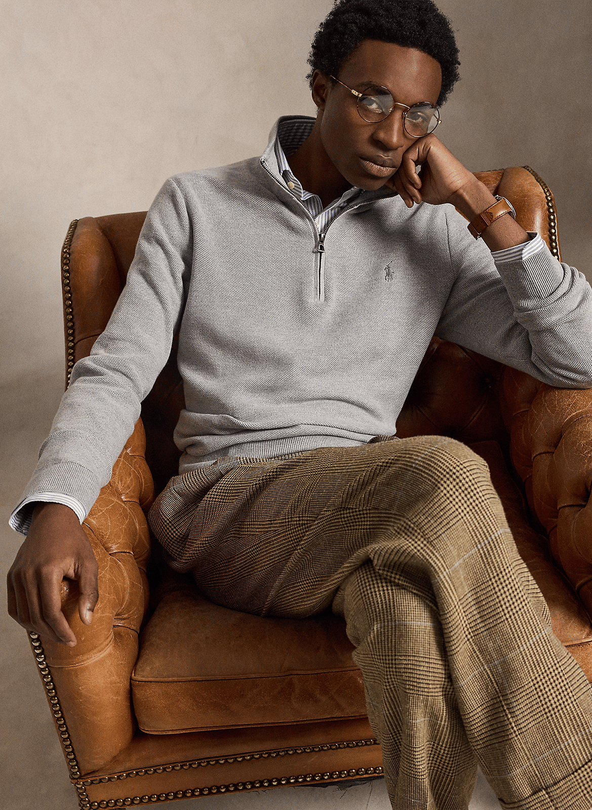 Pull droit col montant en coton | Gris POLO RALPH LAUREN Homme