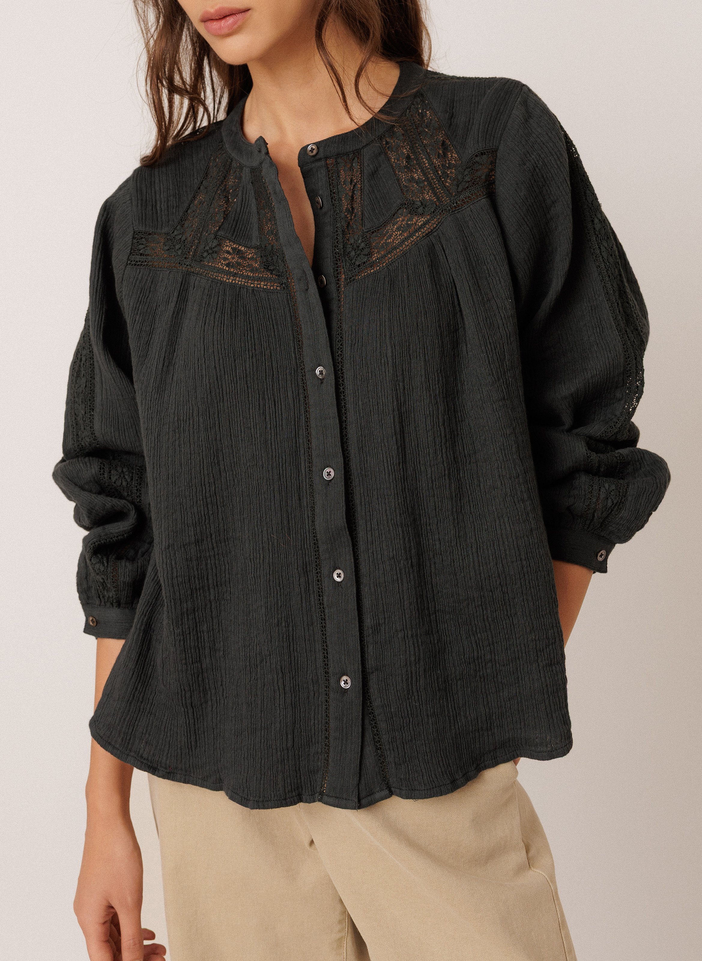 Straight cotton shirt INDI & COLD Grey