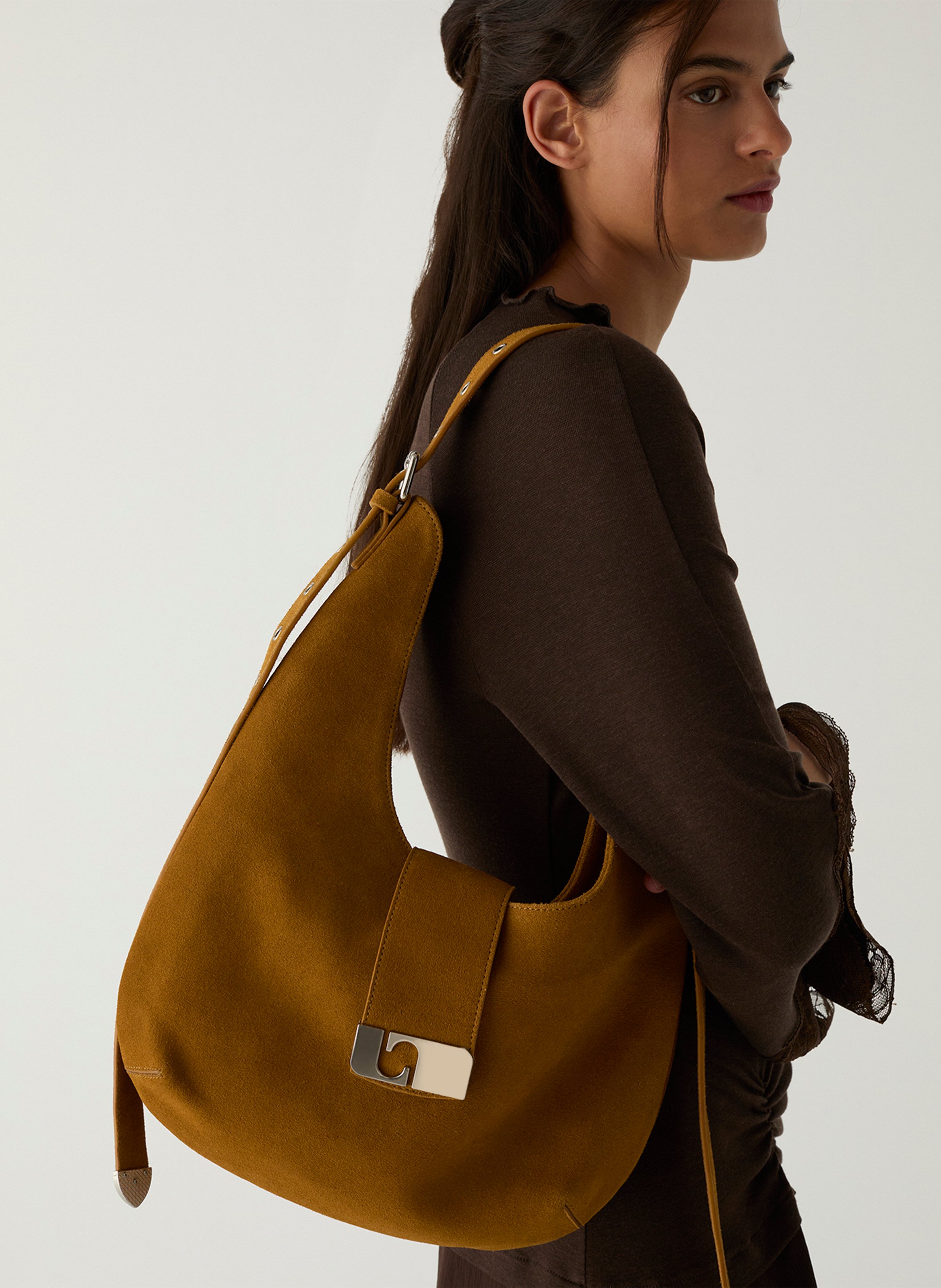 Leather shoulder bag LAAGAM Beige