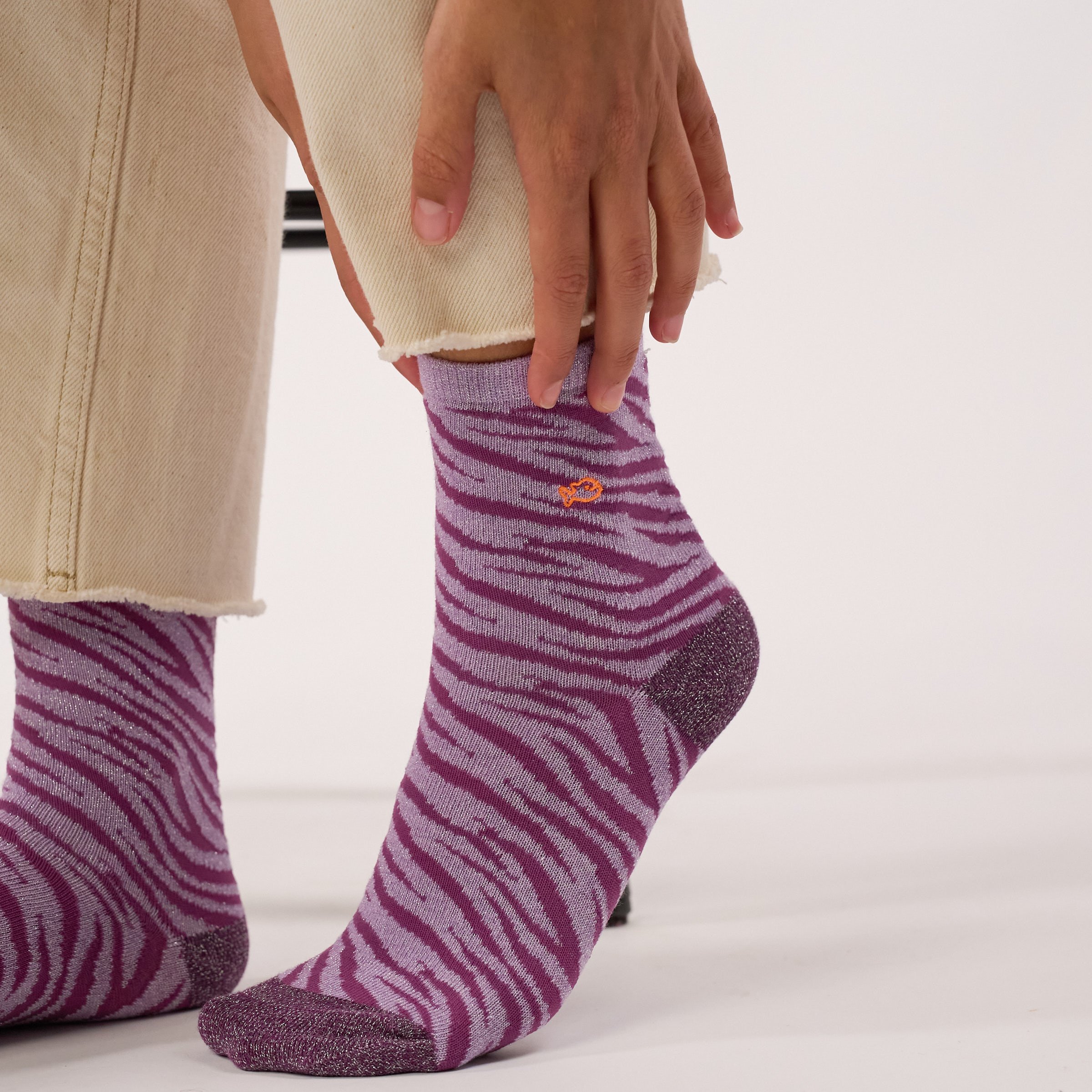 Combed Cotton Zebra Socks BILLYBELT Purple
