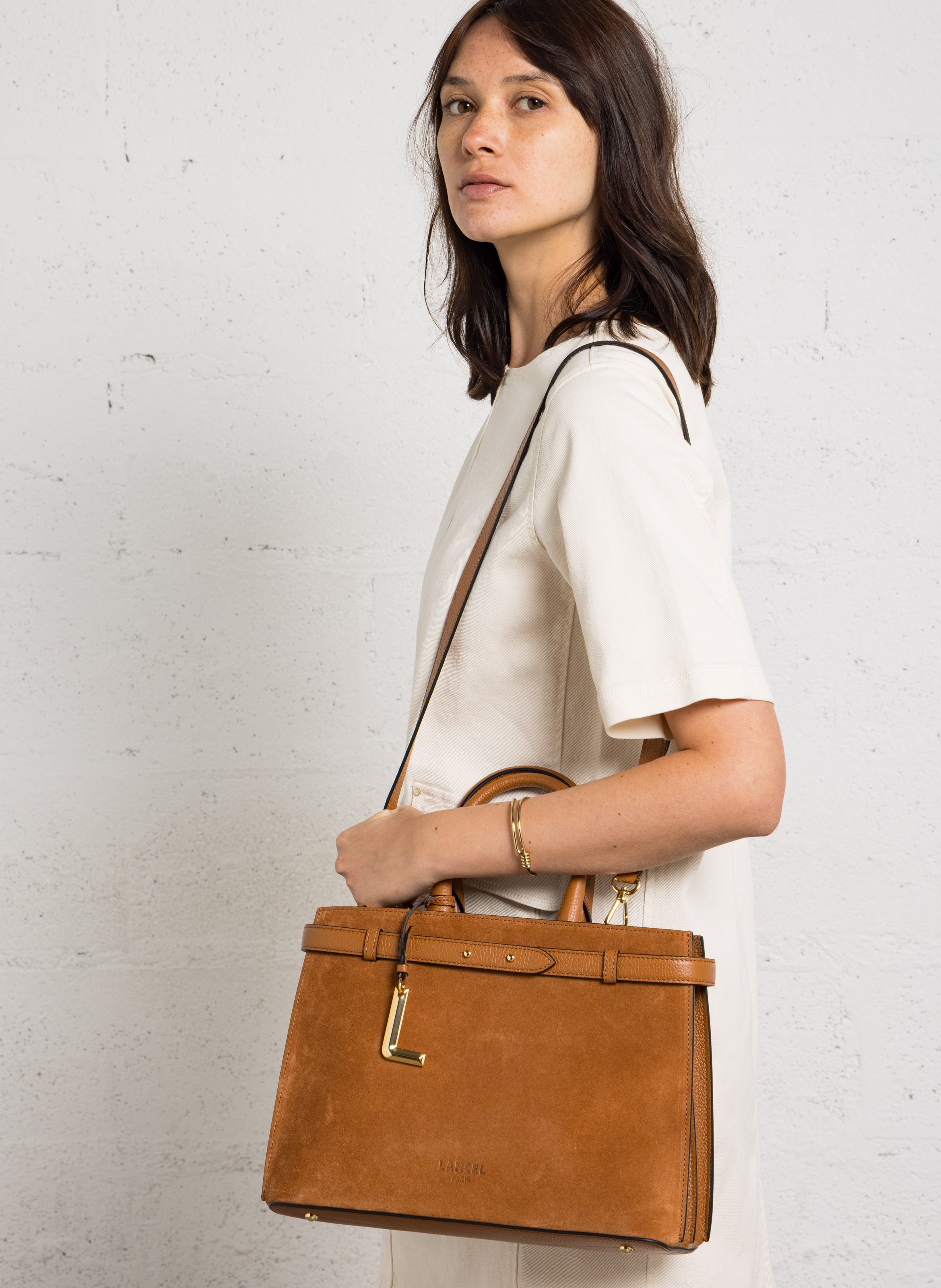 Cabas en cuir LANCEL Beige