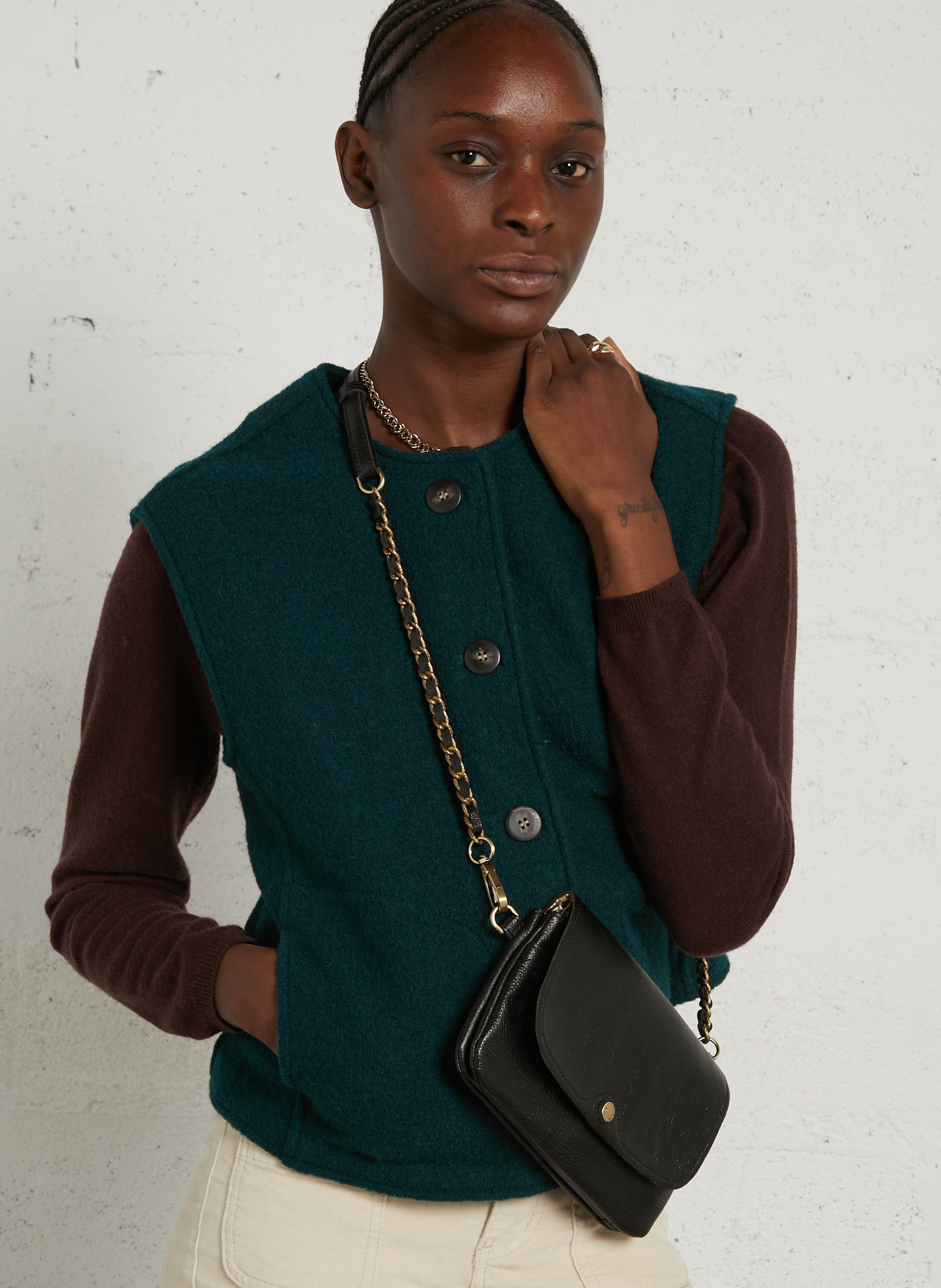 Sac bandoulière en cuir  MILA LOUISE Noir