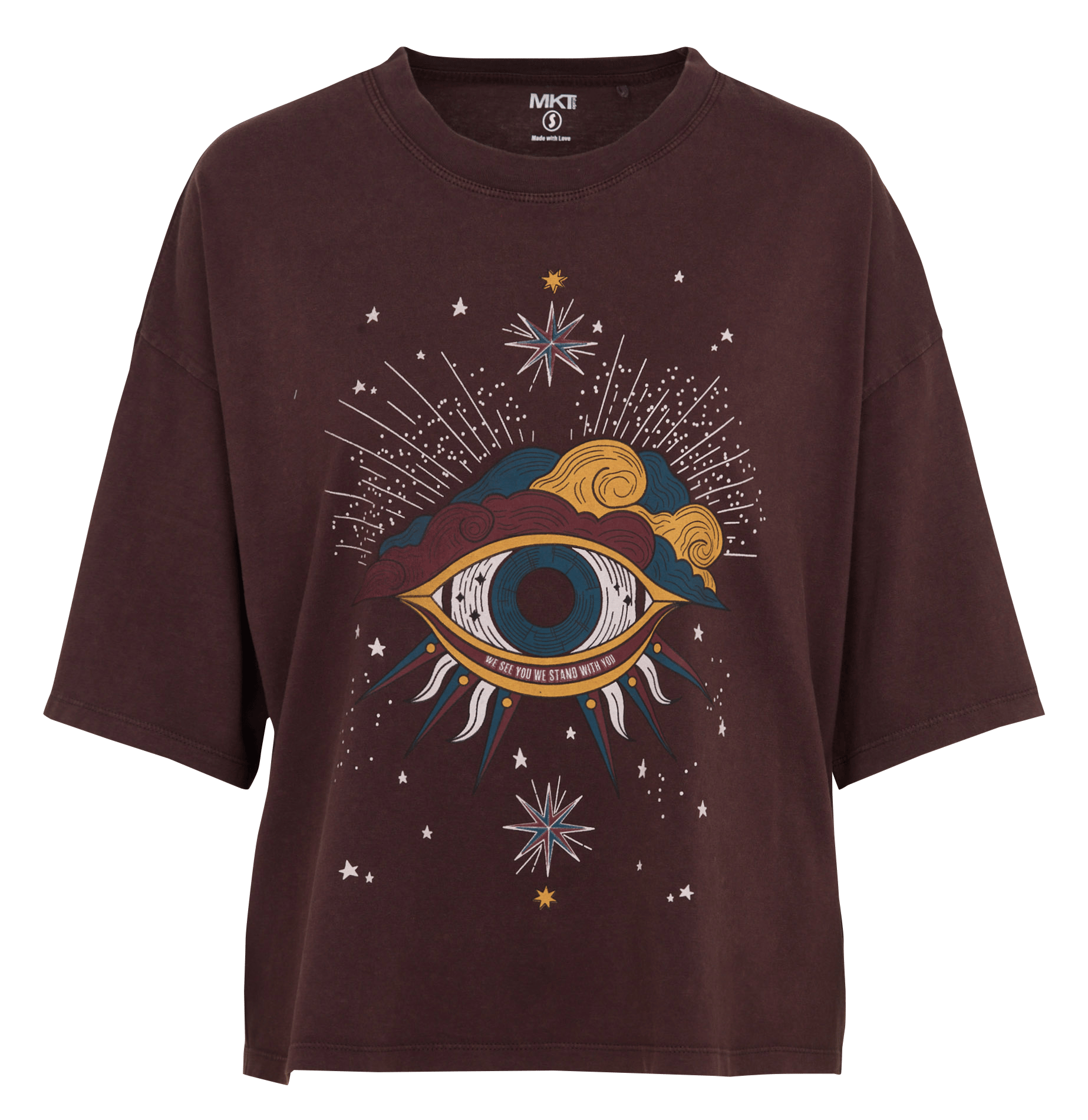 T-shirt ample sérigraphié en coton MKT Marron