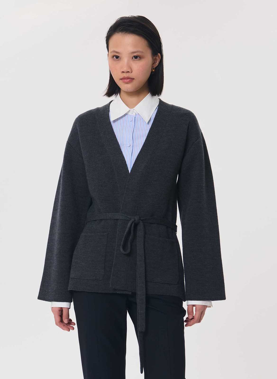 Lange Wickelstrickjacke aus Wollmischung TARA JARMON