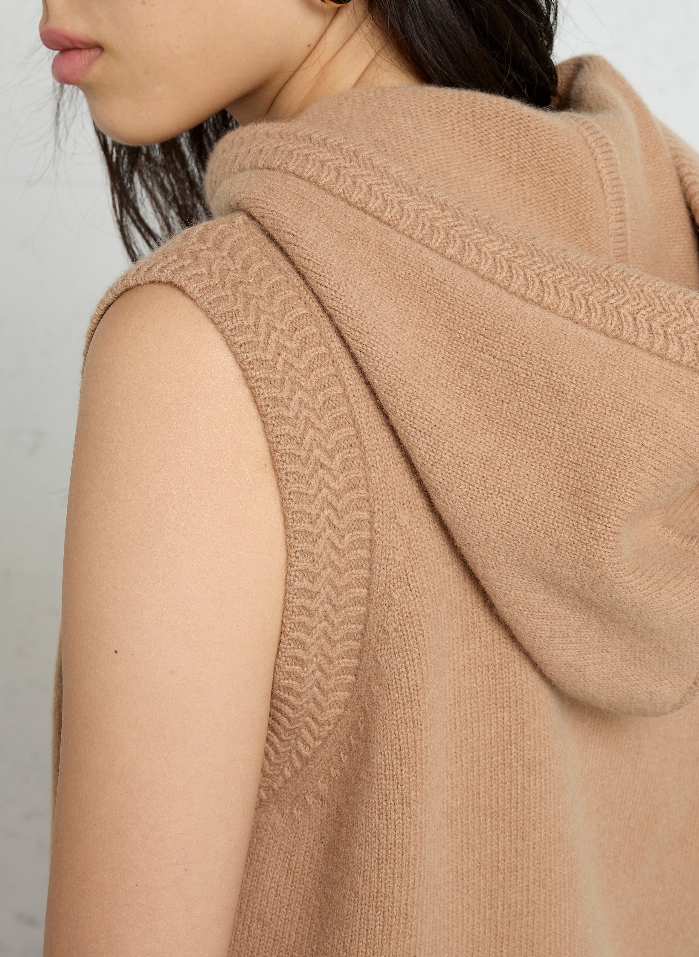 Sleeveless hooded wool cardigan SUD EXPRESS Brown