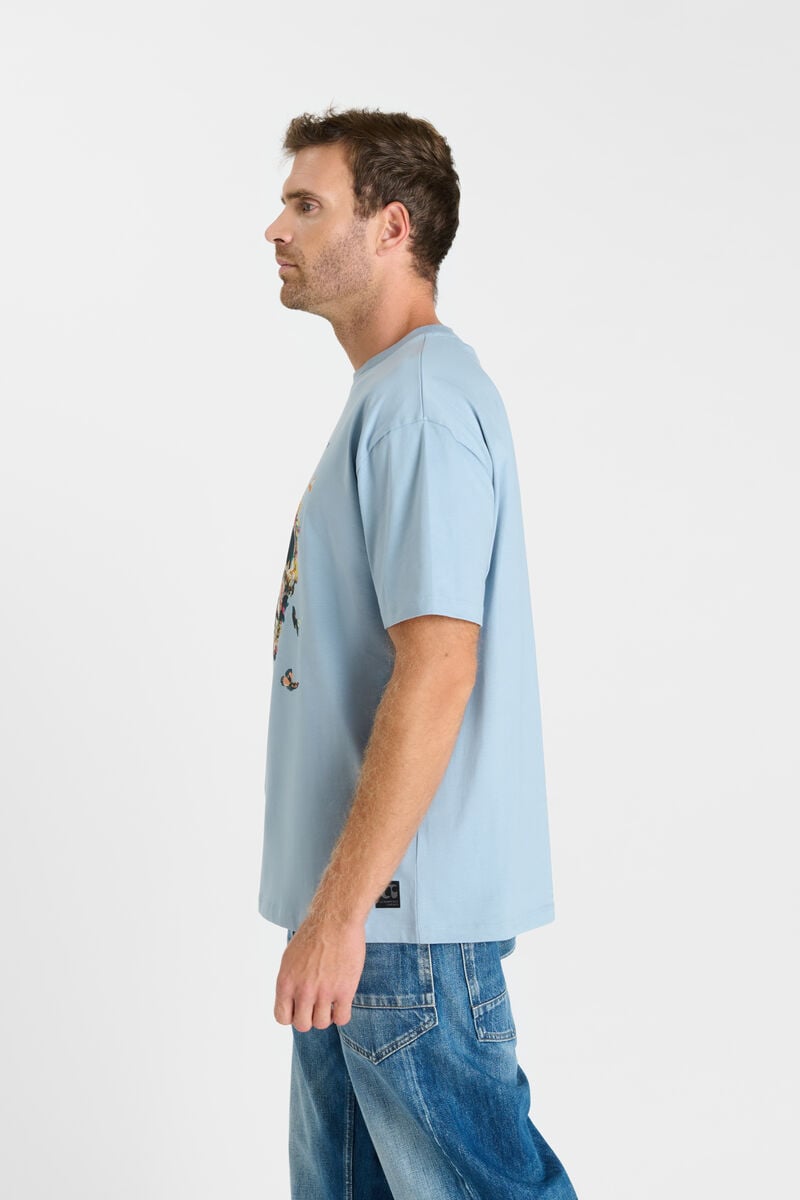 Printed round-neck T-shirt LE TEMPS DES CERISES Blue