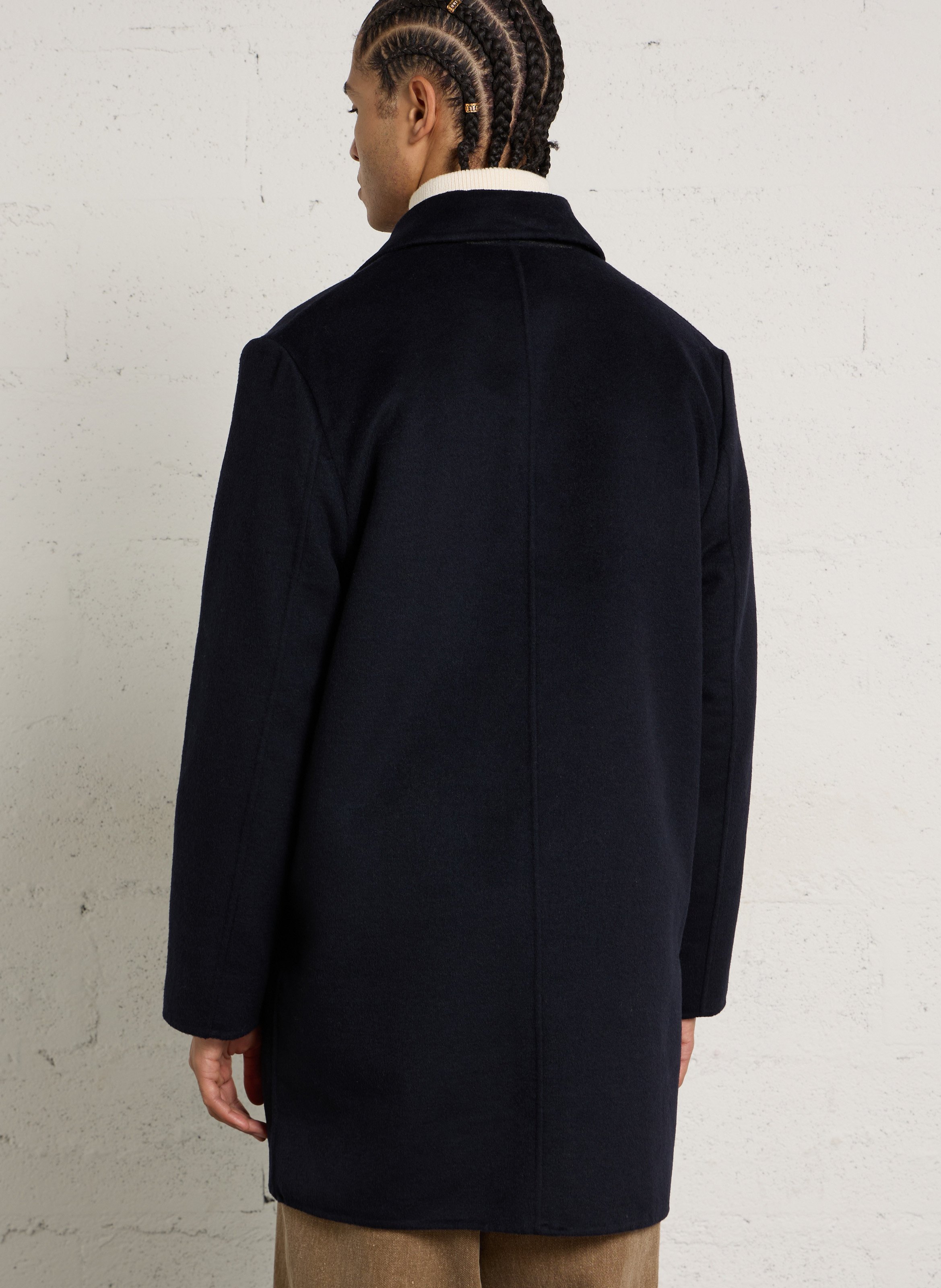 Gerade geschnittener Mantel aus Wollmix mit klassischem Kragen PAUL SMITH Blau