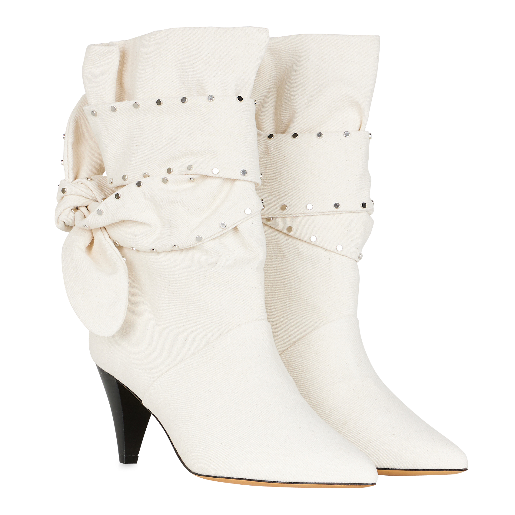 Katoenen enkellaarzen met spitse neus Wit