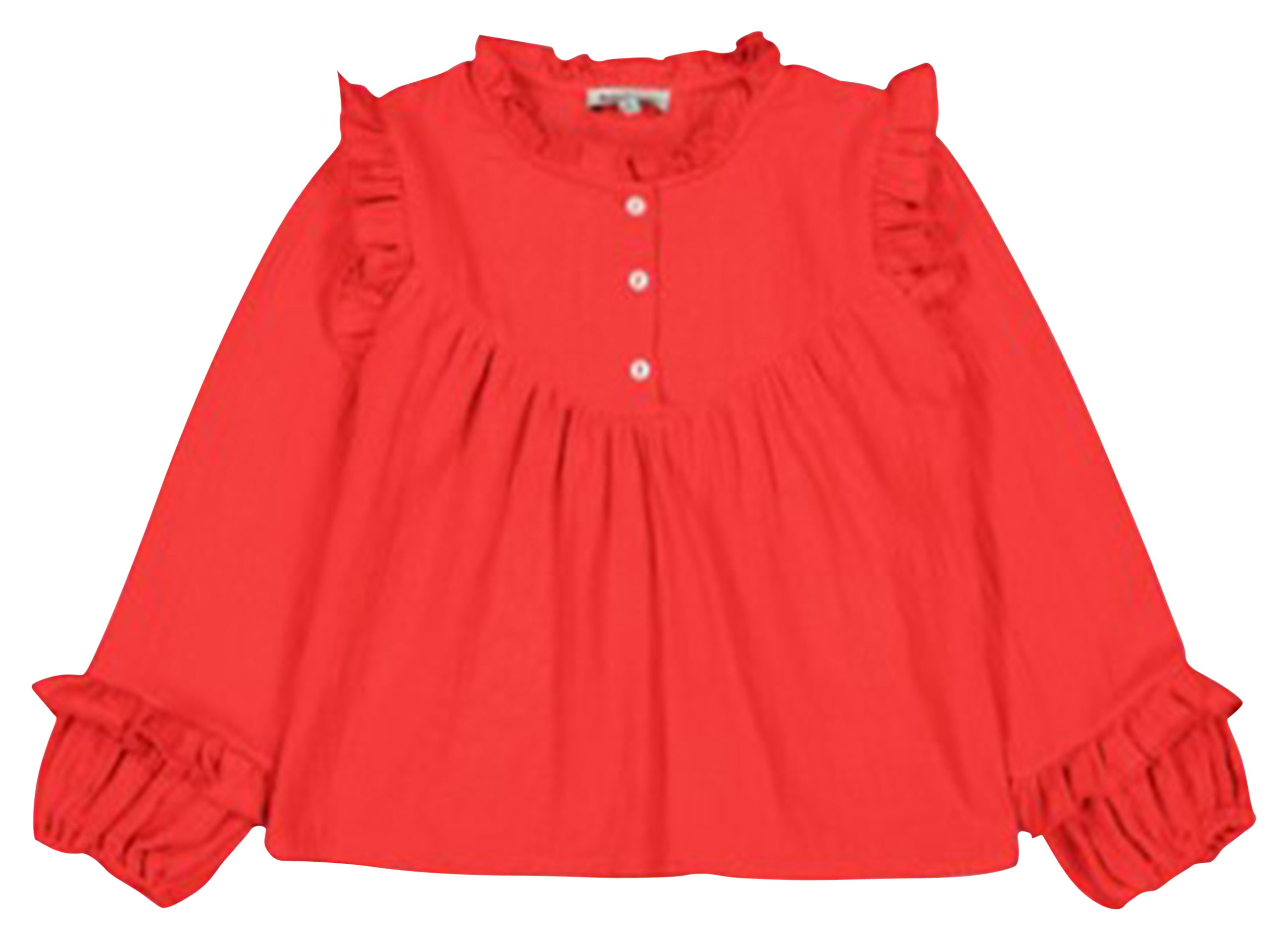 Round-neck organic cotton gauze blouse PETITE LUCETTE Red