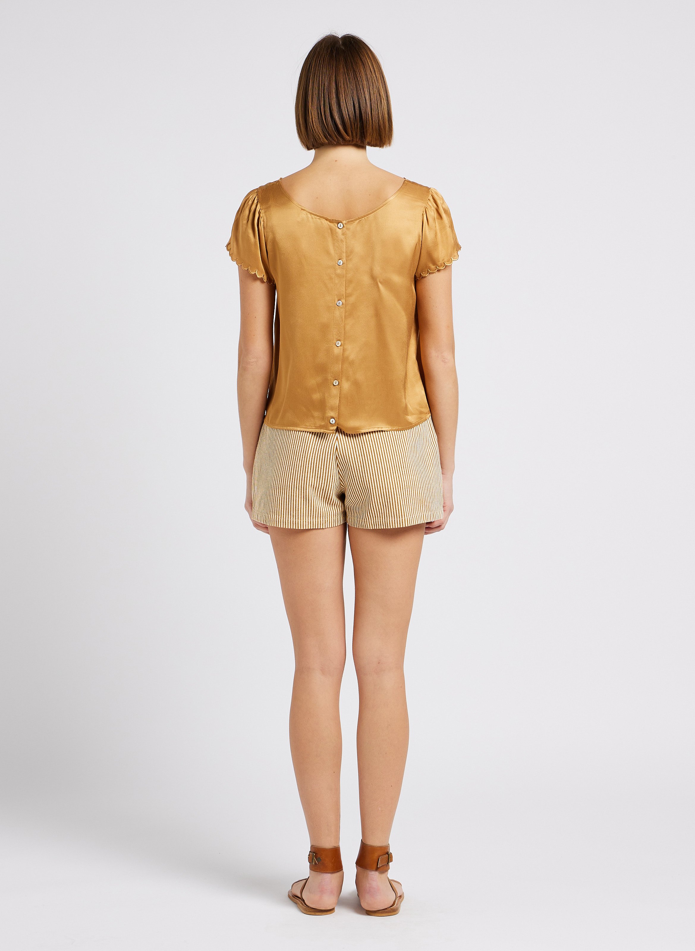 Gerade geschnittene Baumwollshorts mit Streifen EMILE ET IDA Beige