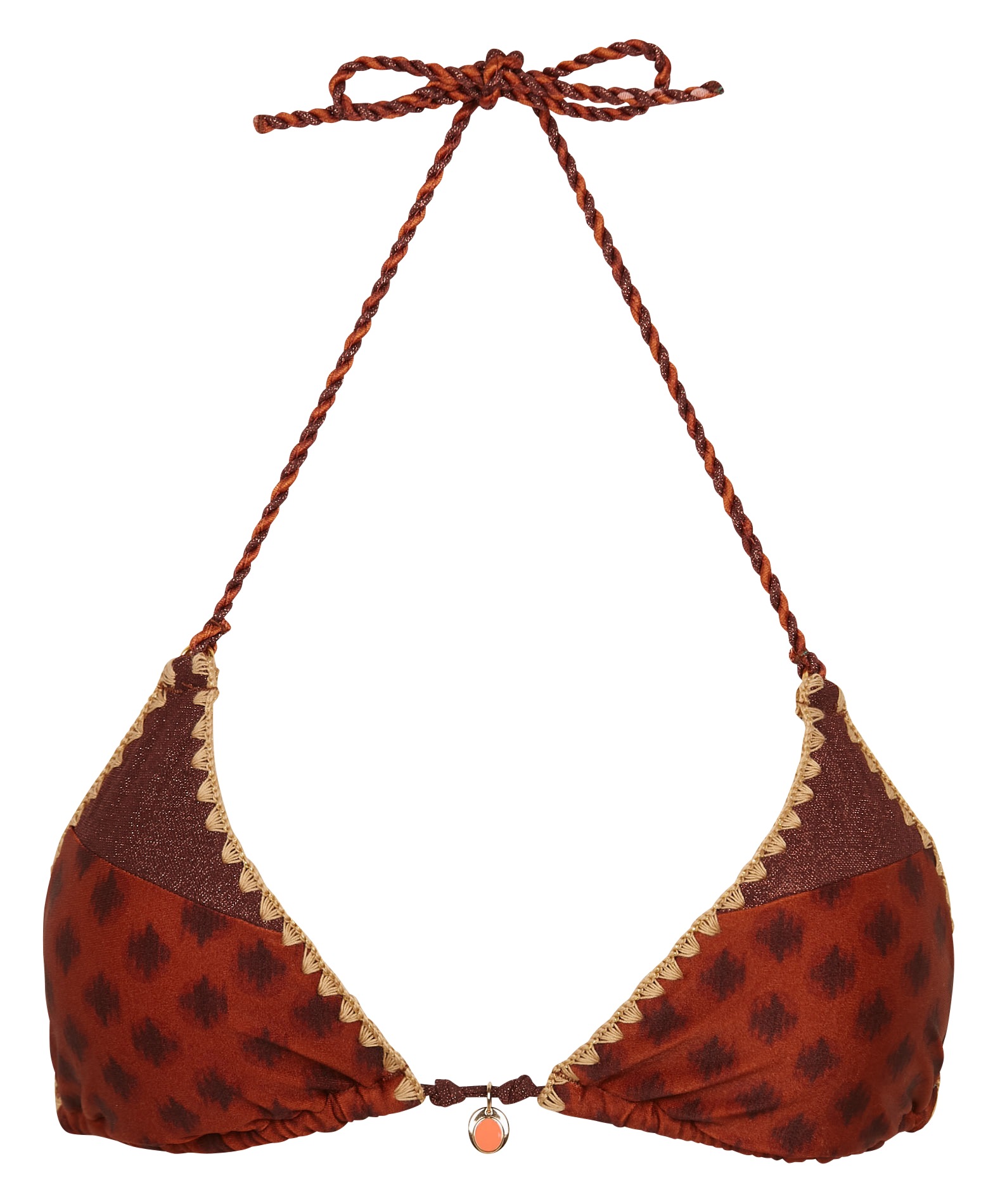 Embroidered triangle bikini top BANANA MOON Brown