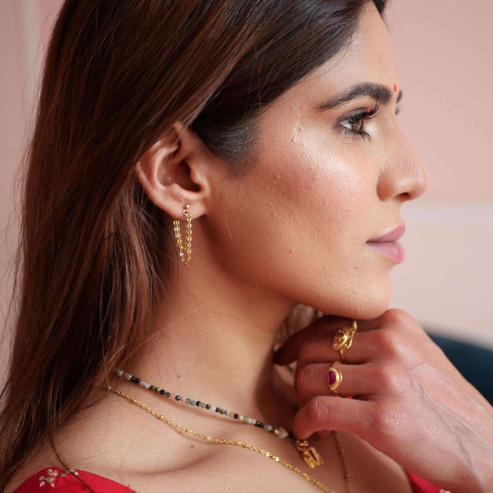 Double chain earrings GINANDGER Golden