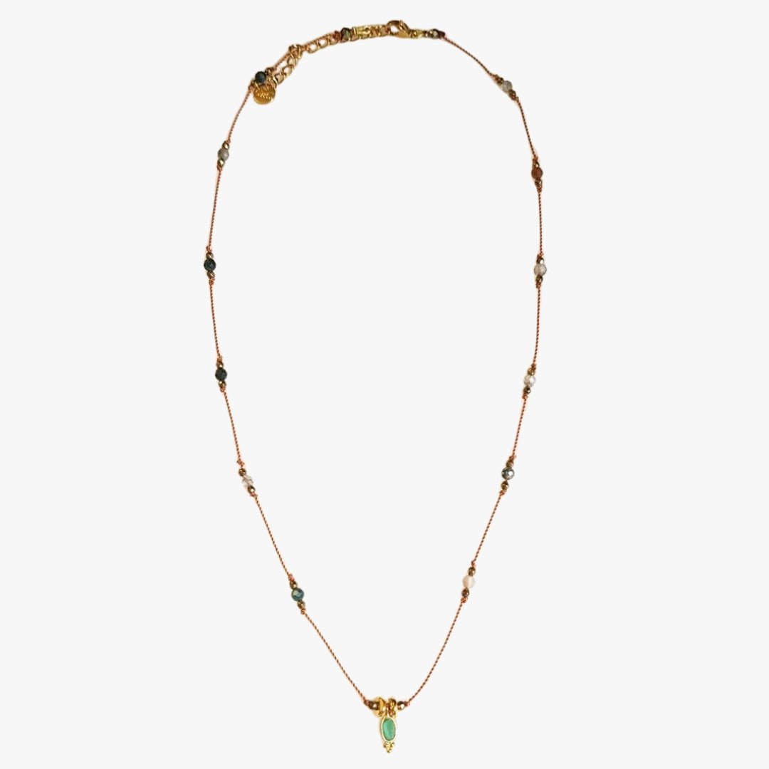 Black onyx nylon cord necklace GINANDGER Multicolored