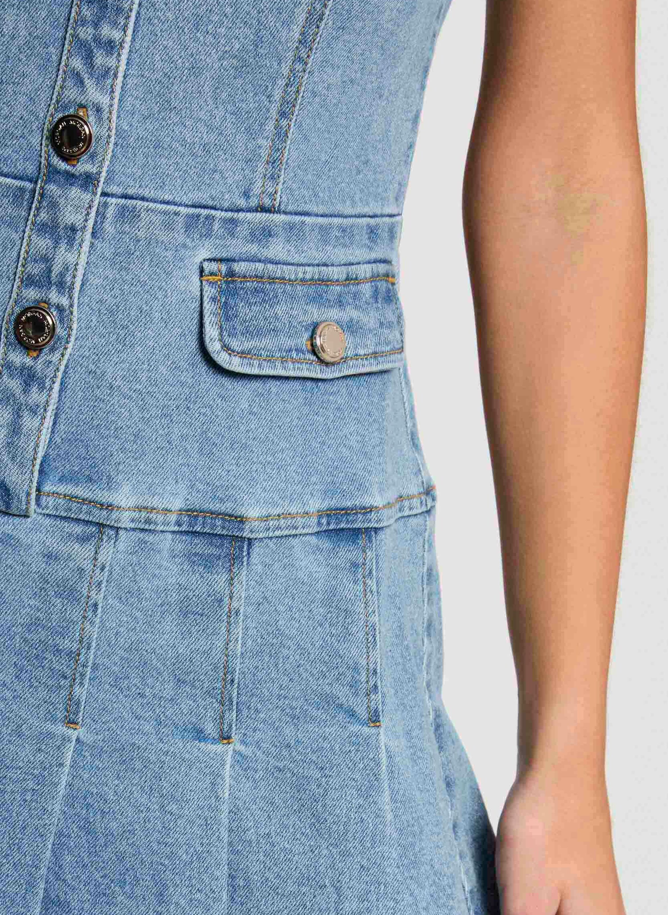 Short cotton-blend dress MORGAN Blue