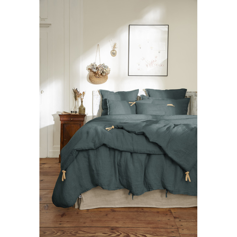 Cotton gauze bedspread or end-of-bed throw L'EFFET PAPILLON Grey