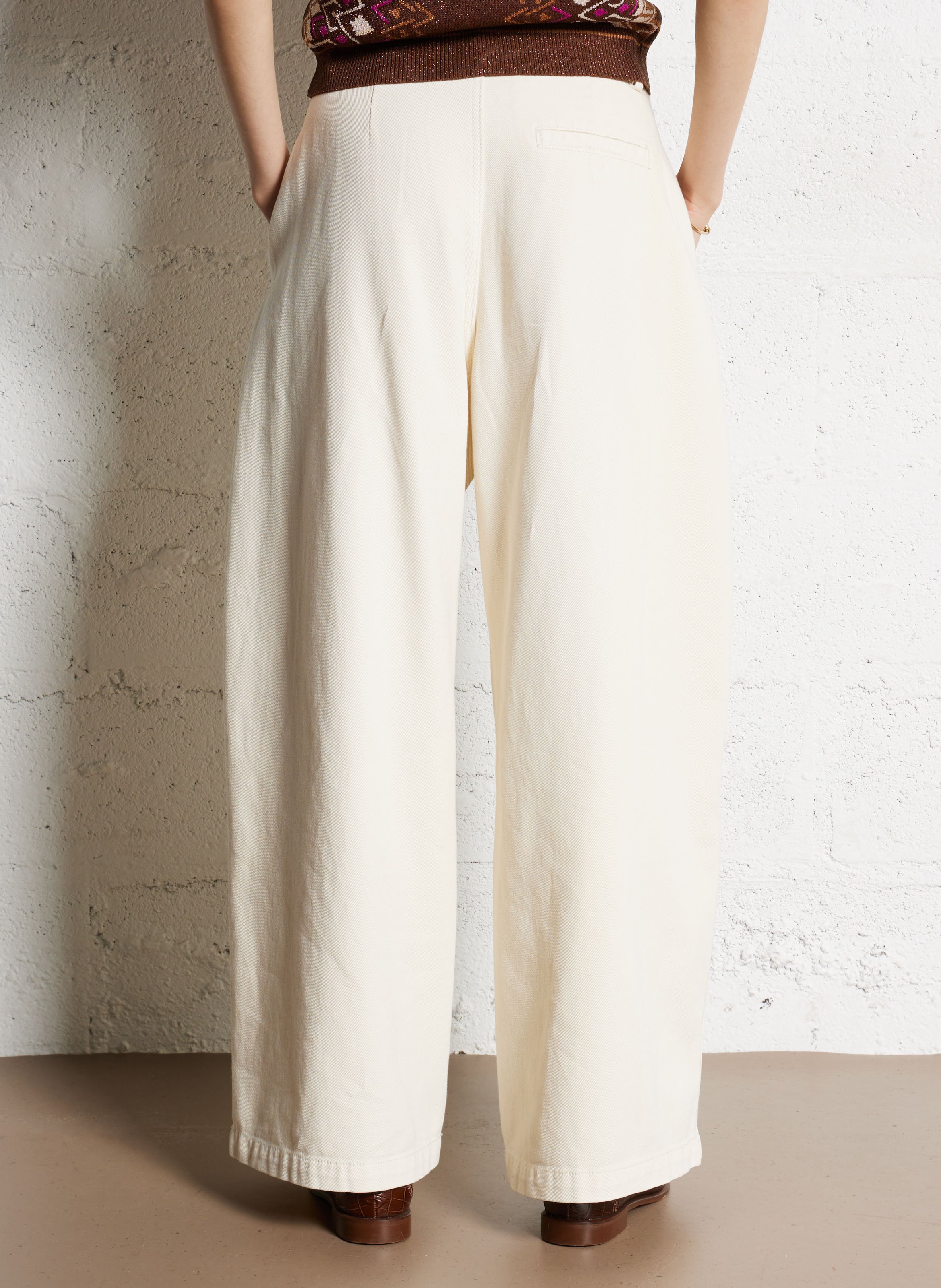 Jean large en coton mélangé SUNCOO Blanc