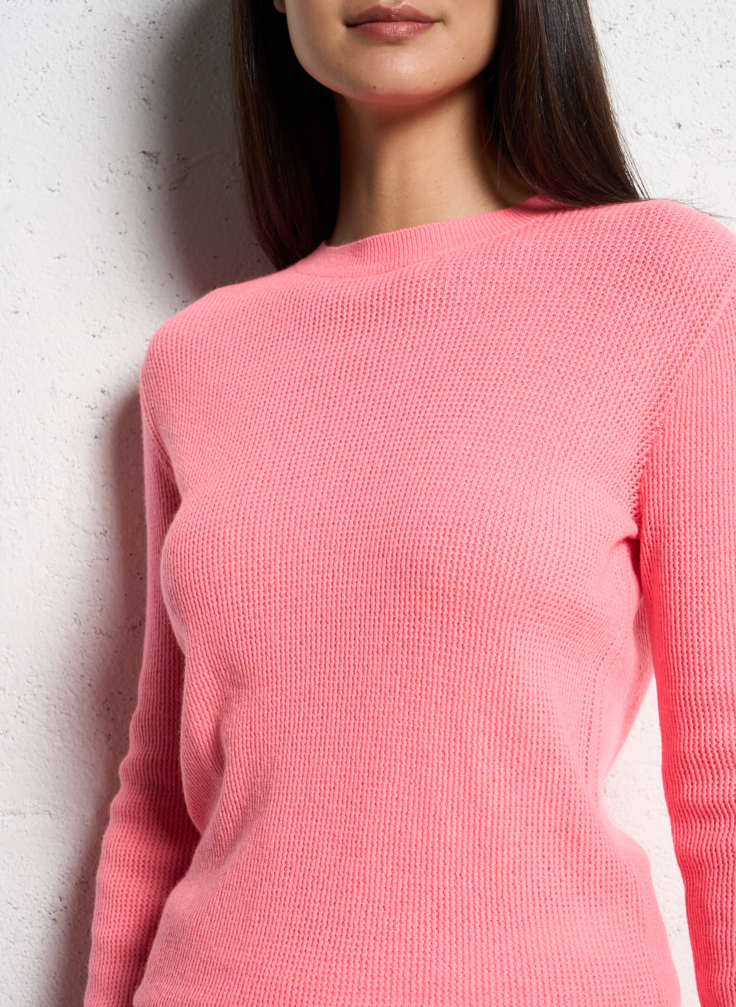 Pull droit col rond en cachemire Rose