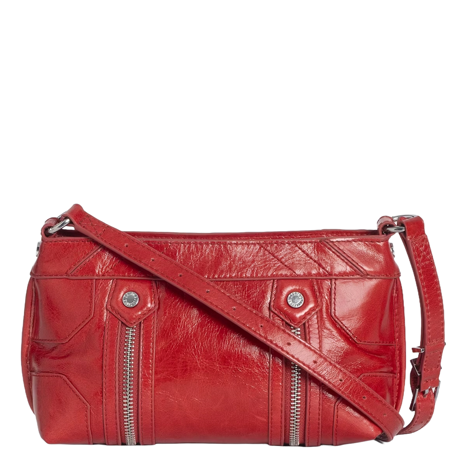 Leren schoudertas met rits ZADIG&VOLTAIRE Rood