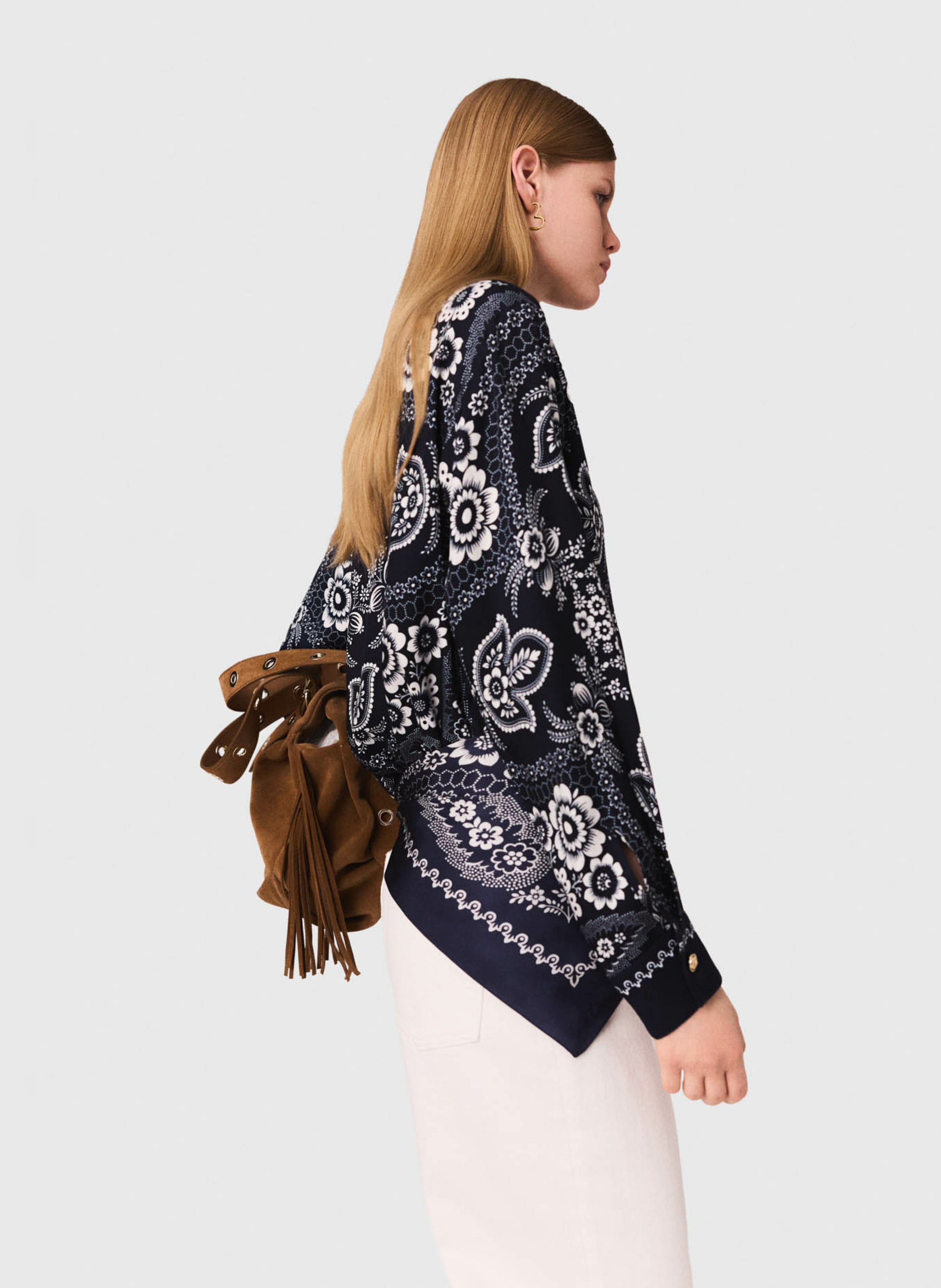 Oversized blouse met klassieke kraag MAJE Blauw