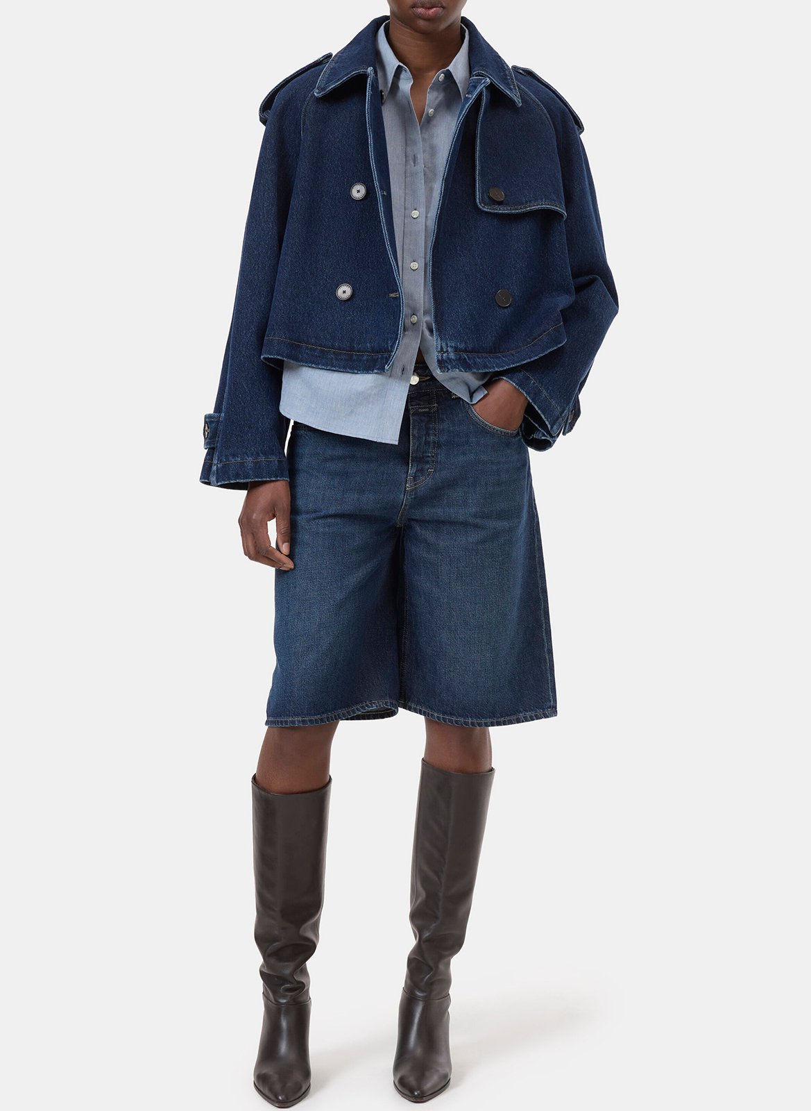 Straight cotton-blend trench coat CLOSED Blue