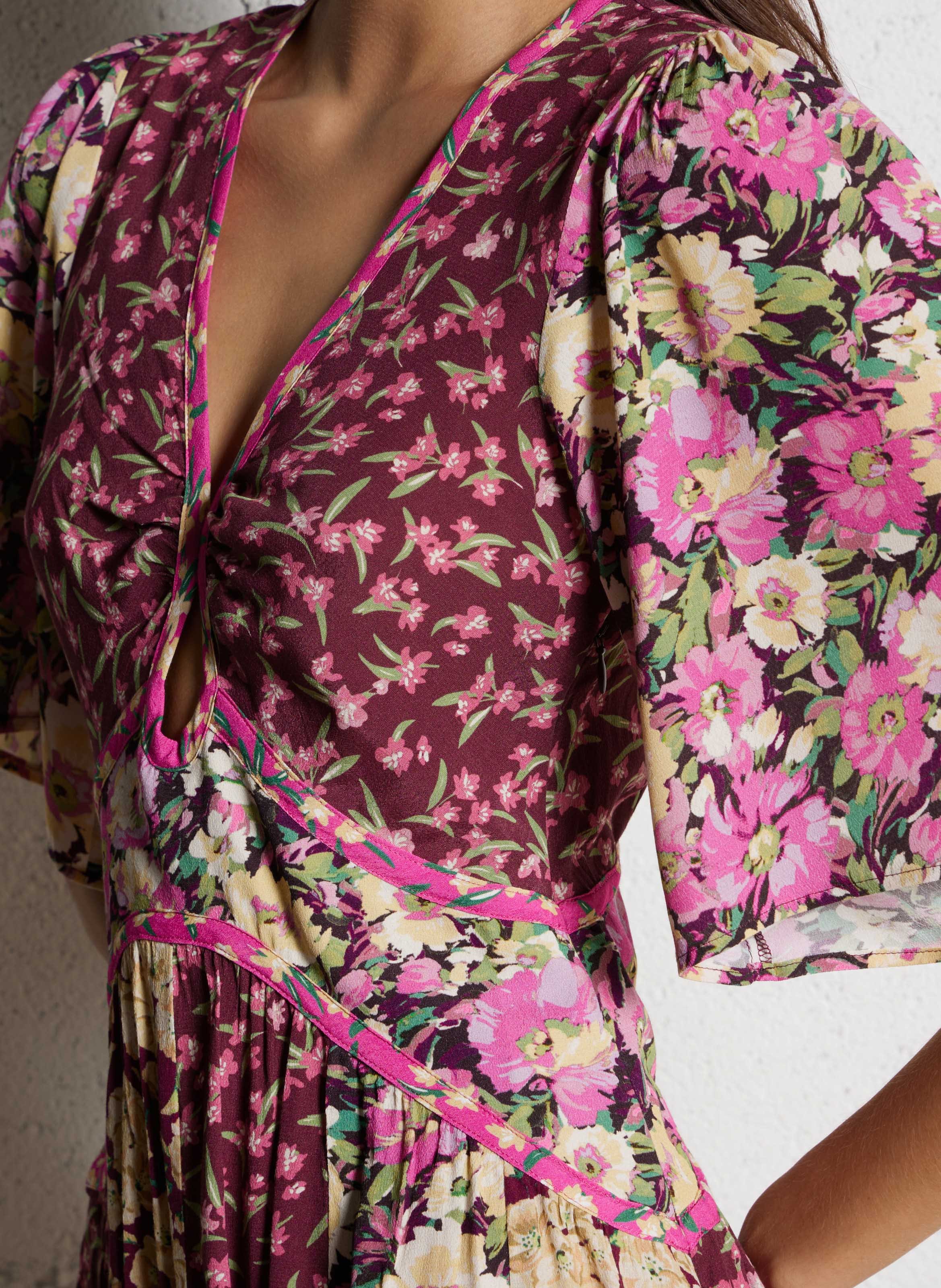 Short floral print V-neck dress BA&SH Plums