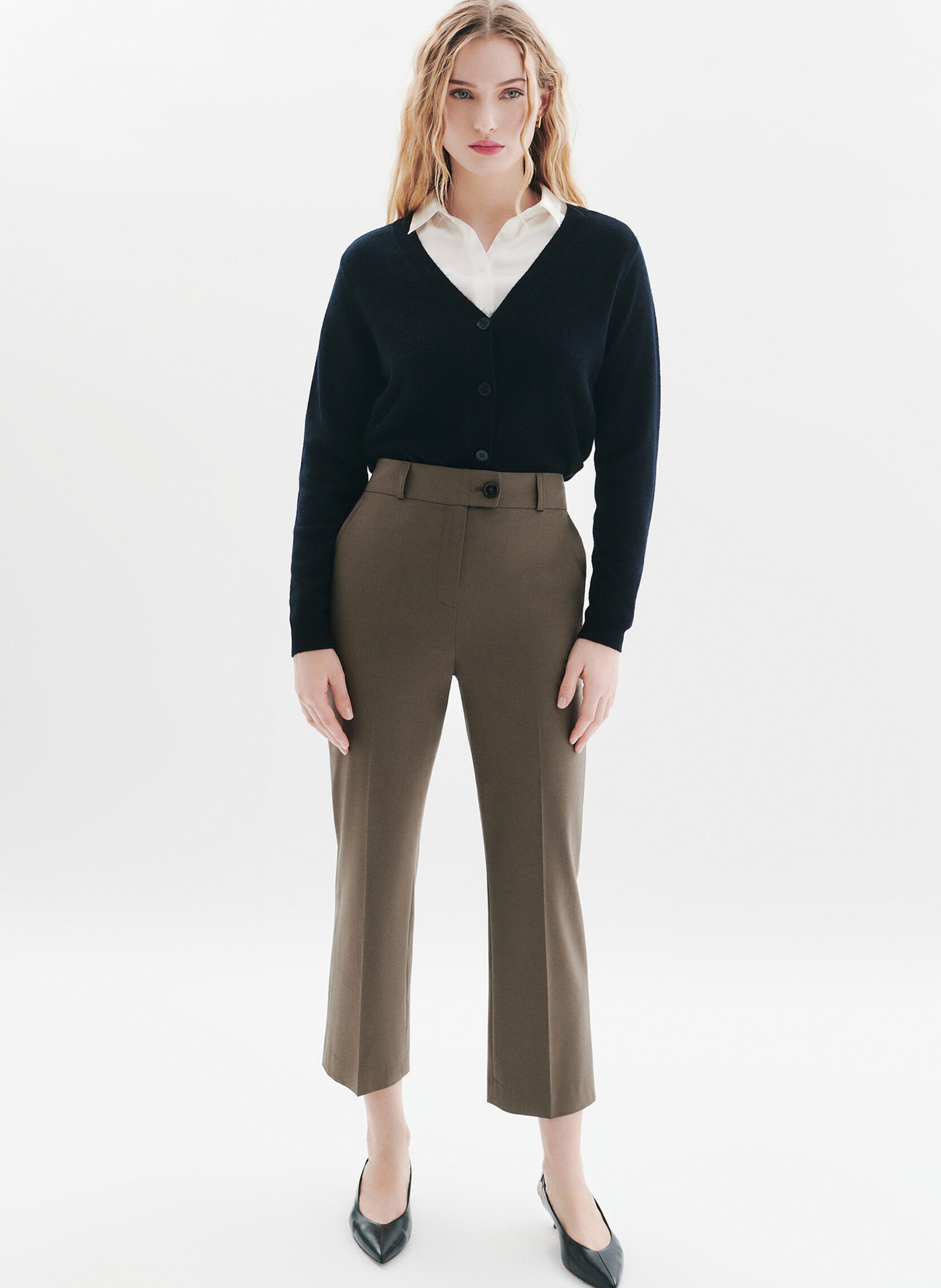 Gilet col V en laine CAROLL Noir