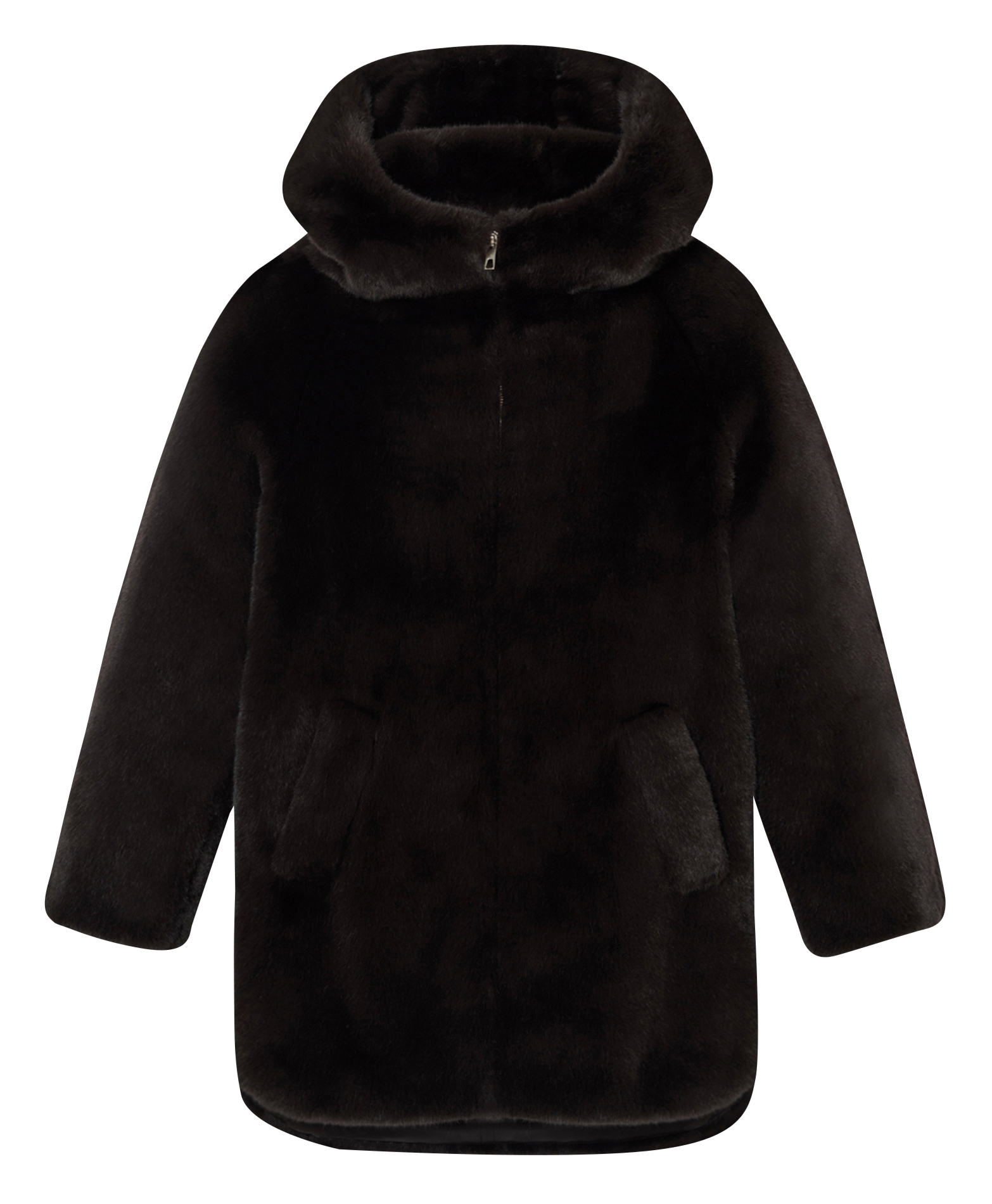 Round neck faux fur coat ZAPA Brown